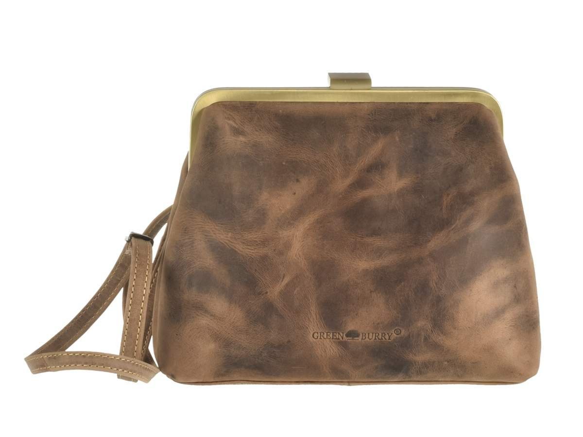 Greenburry Umhängetasche "Vintage" Leder, used Look, Schultertasche, für Damen, Handtasche mit Bügelverschluss