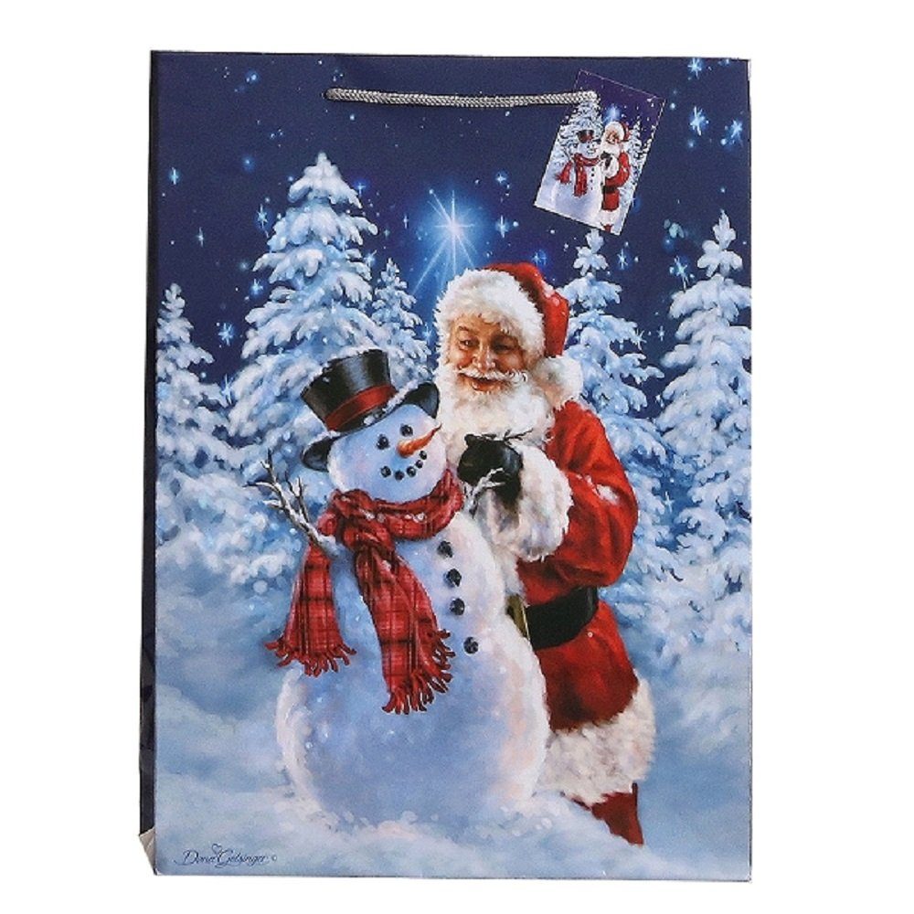 Linoows Tragetasche 10 Stück Geschenktüten Santa und Schneenann, Tüten, Große Papiertragetaschen