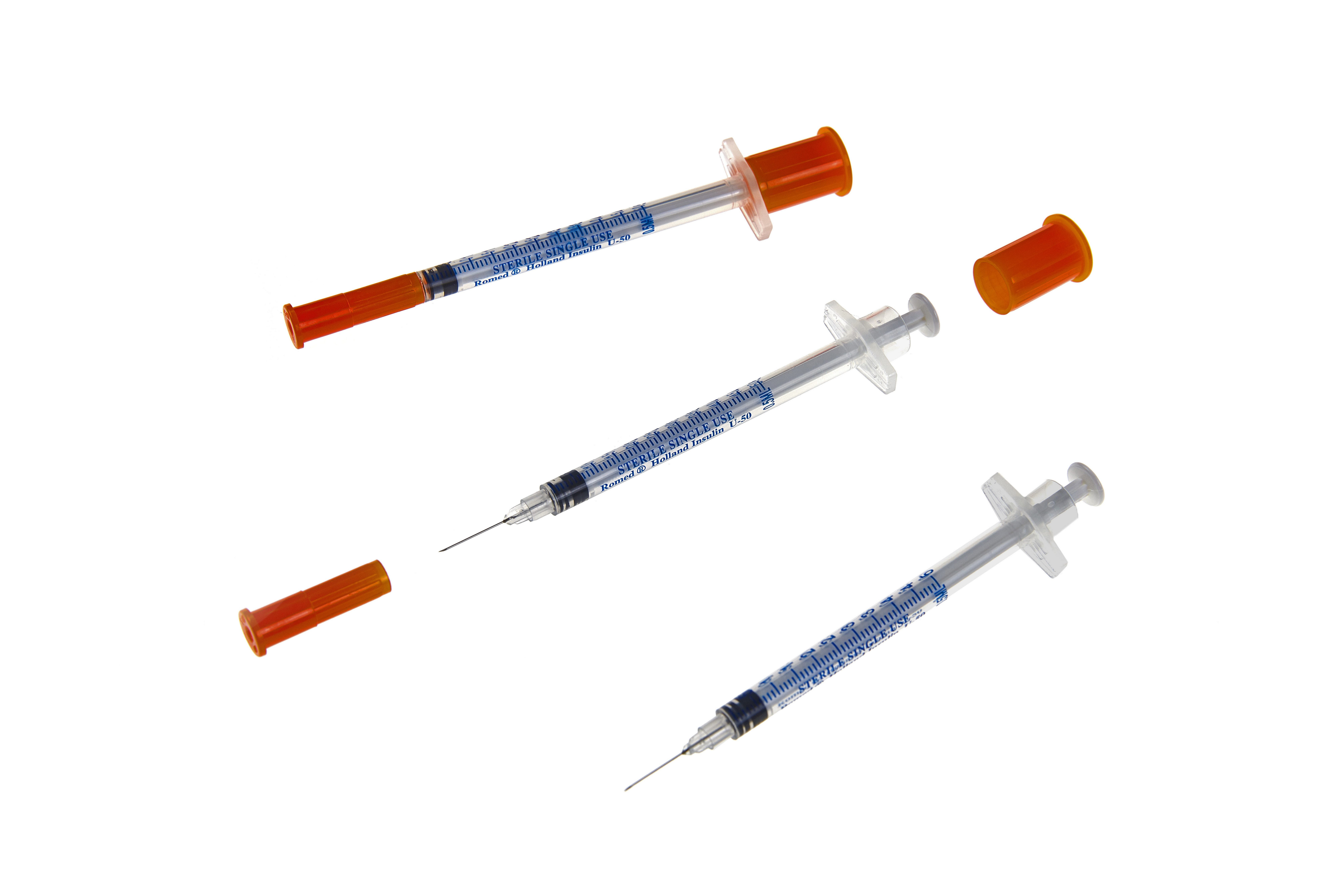 Romed Feindosierspritze Insulinspritzen U-50 steril 50 I.E. / 0,5 ml