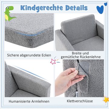 KOMFOTTEU Kindersessel, 2 in 1 Kindersofa, mit Abnehmbarer Abdeckung