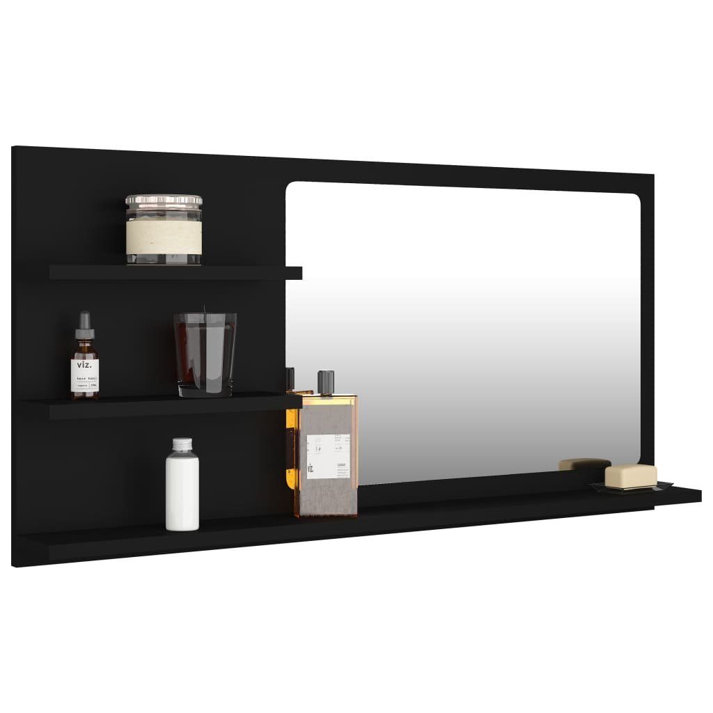 (1-St) vidaXL 90x10,5x45 Badezimmerspiegelschrank Badspiegel Holzwerkstoff Schwarz cm