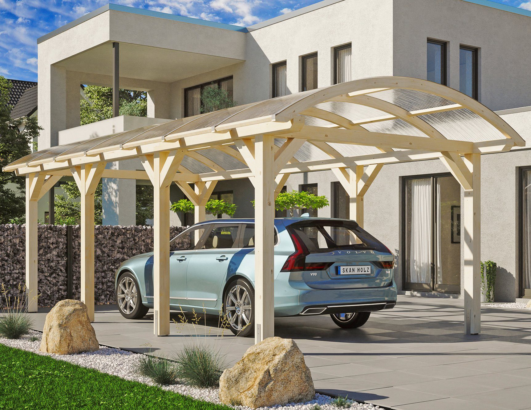 Skanholz Einzelcarport Franken, BxT: 376x755 cm, 220 cm Einfahrtshöhe