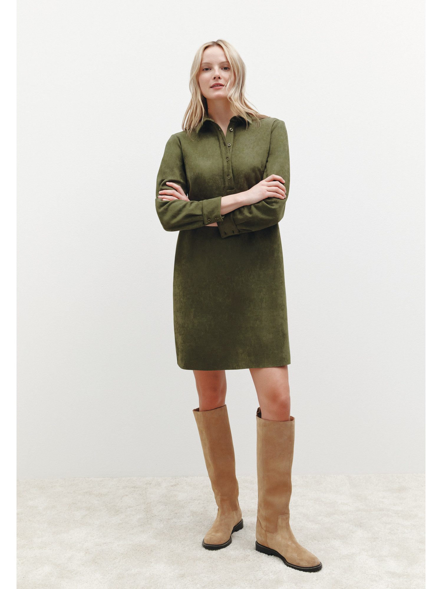 MORE&MORE A-Linien-Kleid sportives Wildleder-Optik-Kleid günstig online kaufen