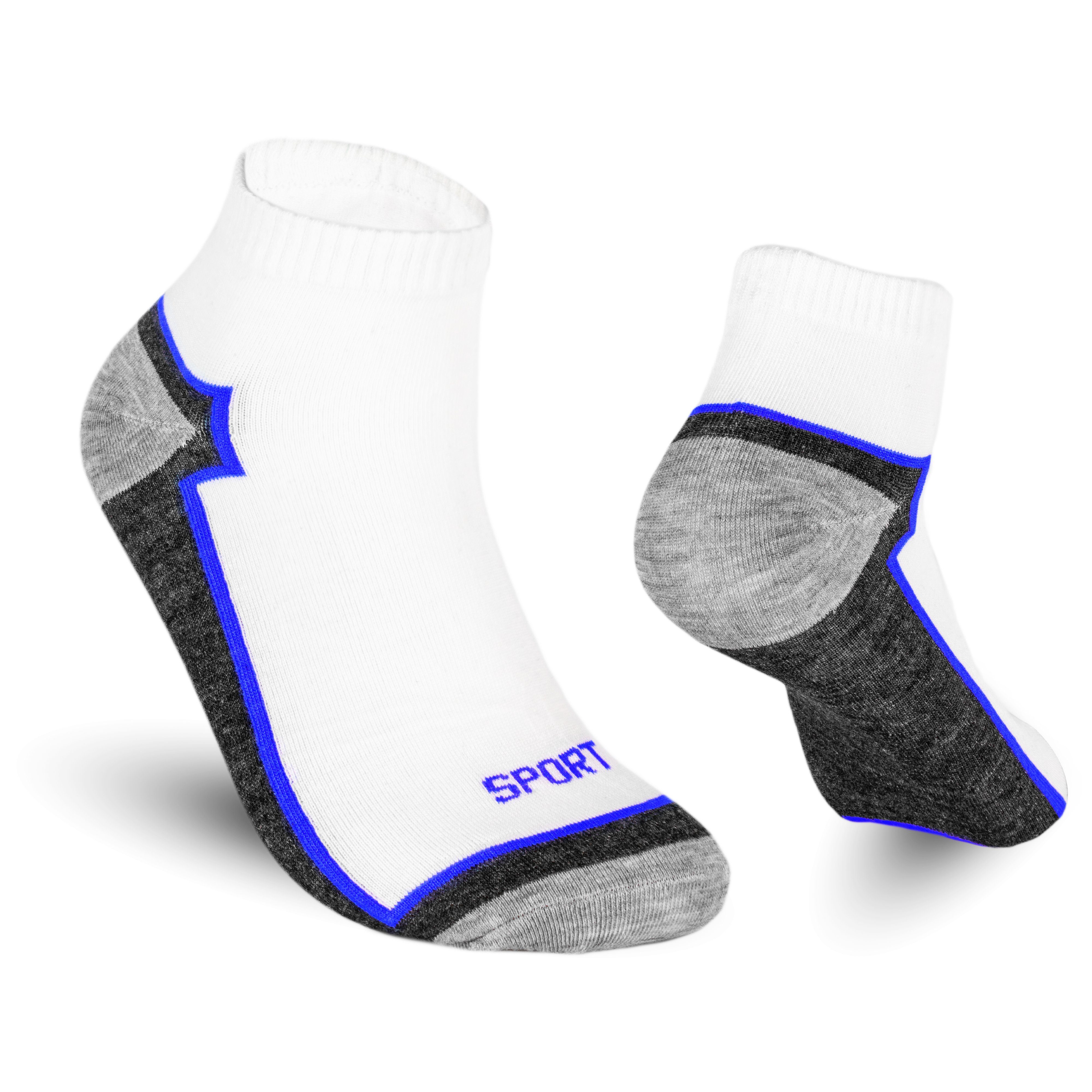 TEXEMP Sneakersocken 6 bis Damen Kurzsocken Sneaker Freizeit Herren & (Packung, 18 Baumwolle Robust Socken Füßlinge 6-Paar) Weiß & Socks Langlebig Sport Paar