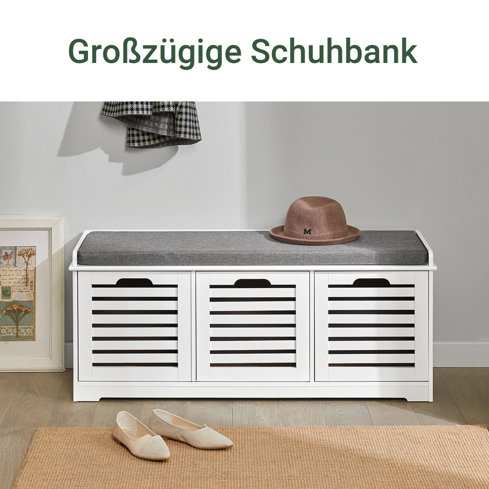 SoBuy Schuhbank FSR23, Sitzkommode mit 2 Körben Sitzbank mit Stauraum