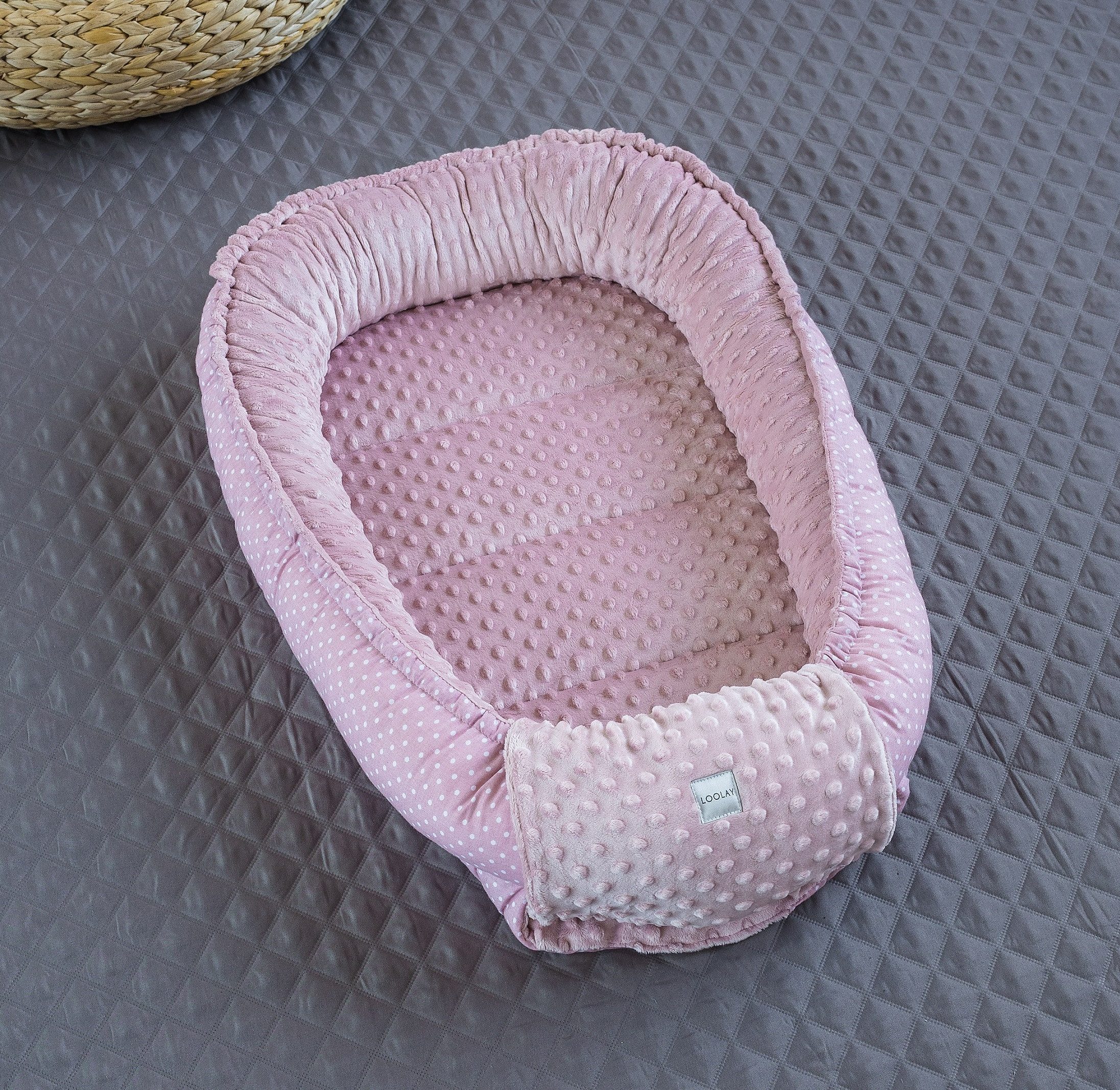 Loolay Bettnestchen Punkte ROSA/ MINKY Altrosa Polar Fleece Babynest Babyau günstig online kaufen