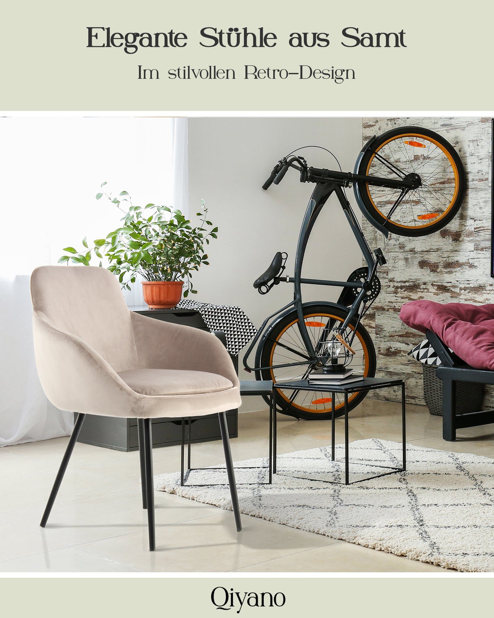 Qiyano Esszimmerstuhl Loungestuhl 2er-Set Taupe, Polsterung, günstig online kaufen
