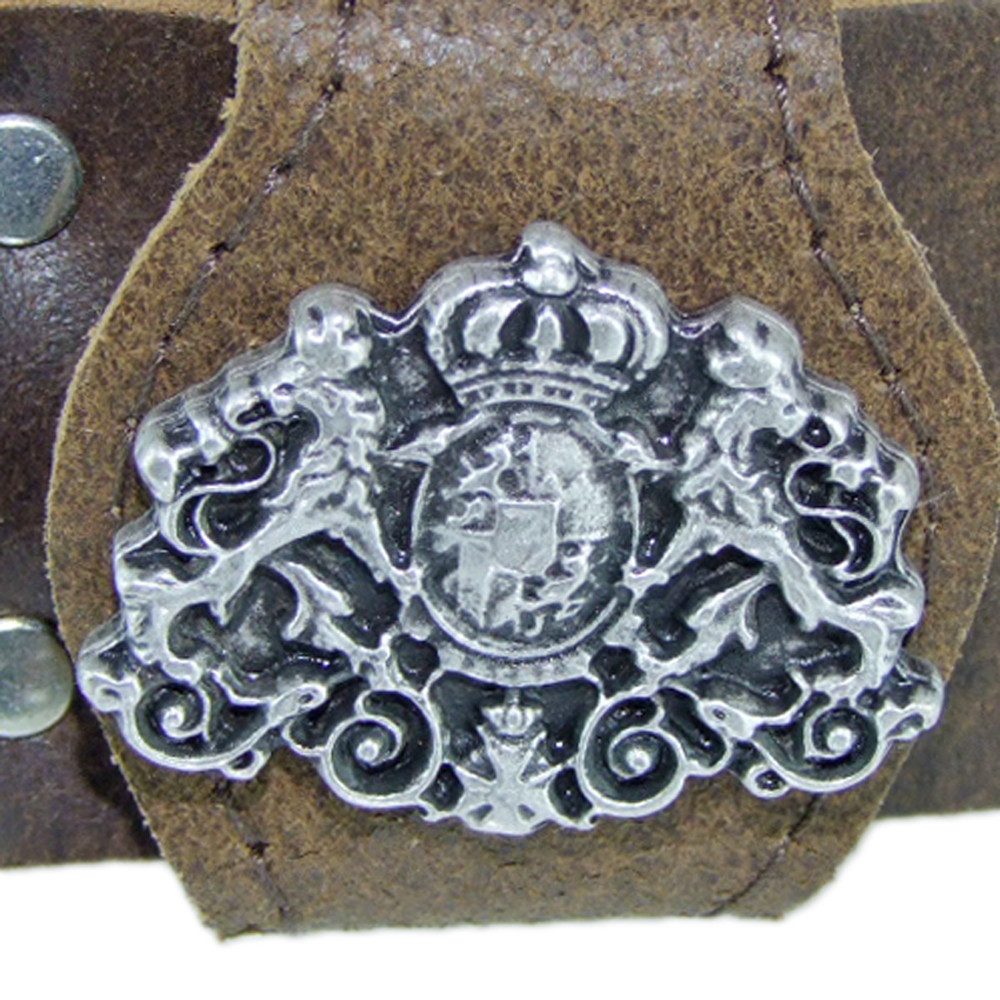 MODA Ledergürtel Herren Trachten Ledergürtel - Braun mit Löwen Wapp günstig online kaufen