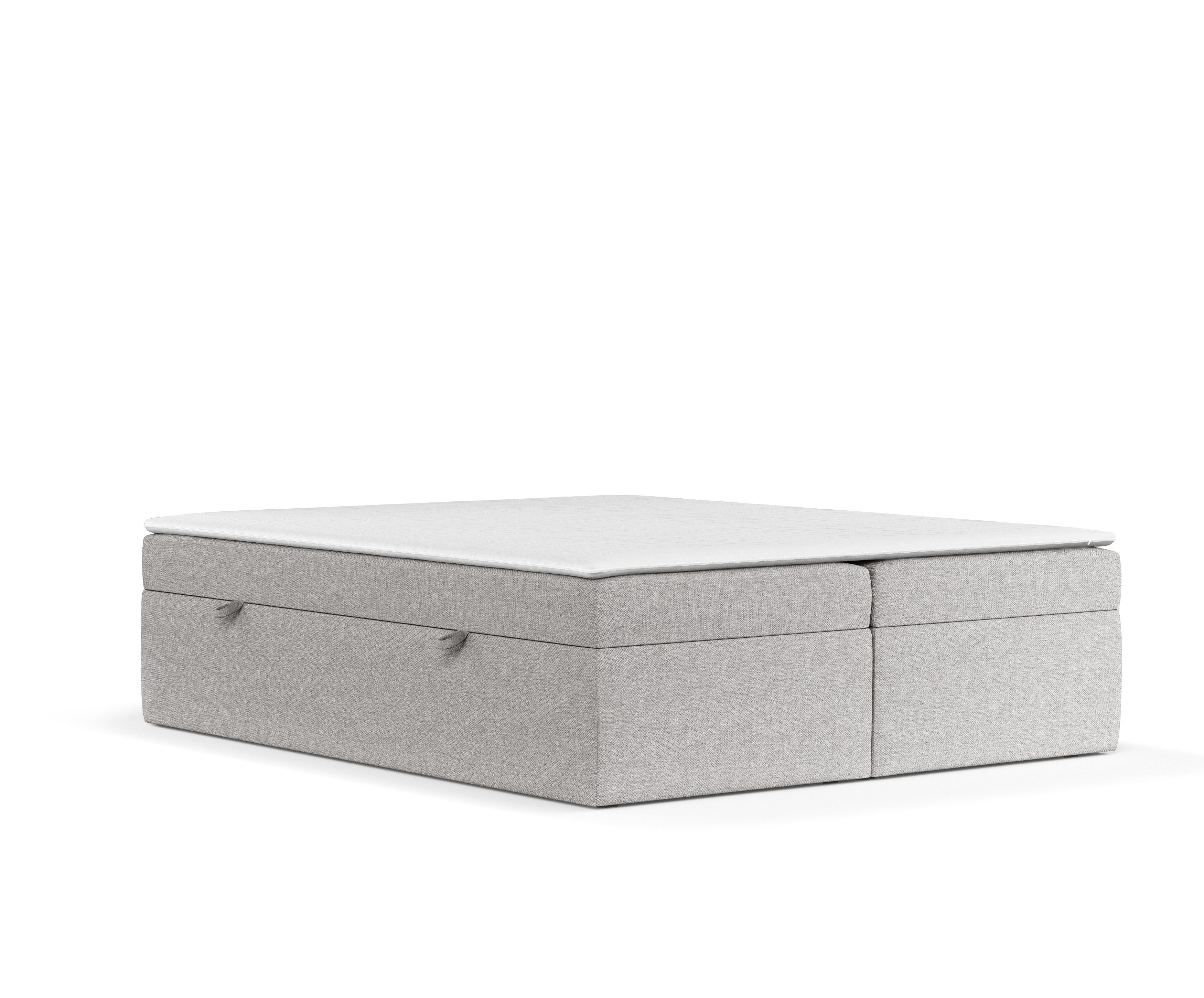 Maison de Rêve Boxbett Lennon mit Bettkasten (Matratze, Stauraum, Topper), Boxspringbett mit Bonellmatratze H3, Doppelbett, inkl. Topper