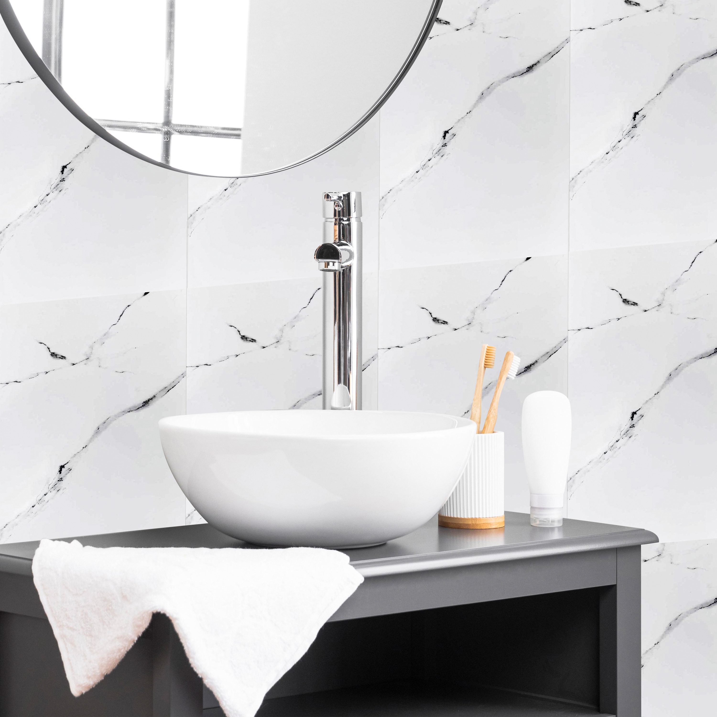 H-basics Fliesenaufkleber Klebefliesen Marmor 10 Stk – 60×30 cm, selbstkleb günstig online kaufen