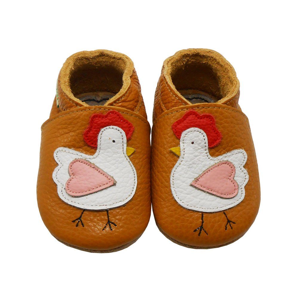 Sayoyo Weiche 100% Leder Ходунки Домашняя обувь Lederpuschen Hahn Braun Krabbelschuh elastisch
