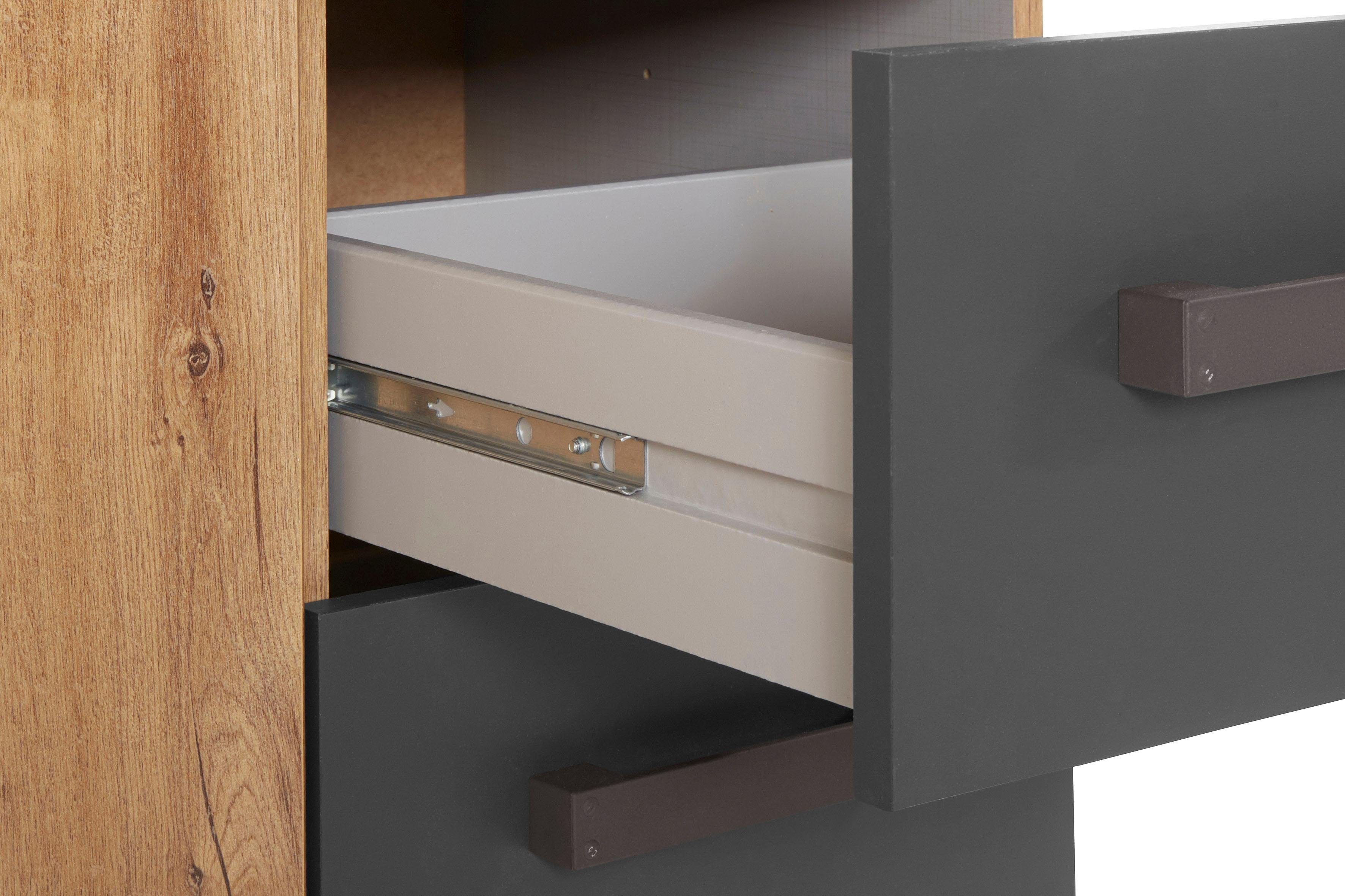 Wimex Kombikommode Malmoe, Schrank mit 1 Tür und 4 Schubladen, Made in Germany, im rusikalen look, Industrial Design, 81x41x83cm