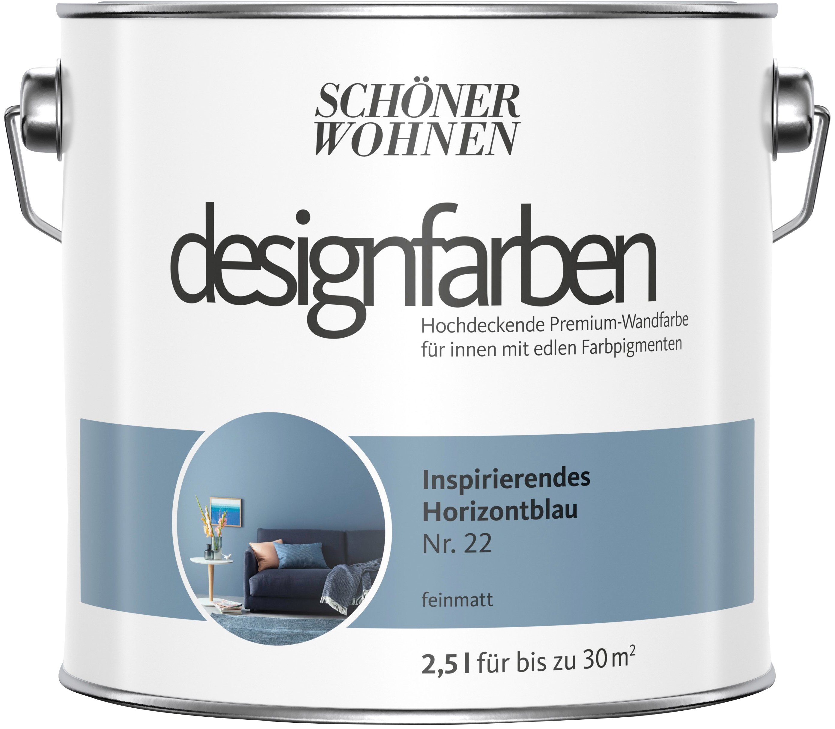 SCHÖNER WOHNEN-Kollektion Wand- und Deckenfarbe »Designfarben«,  inspirierendes Horizontblau Nr. 22, feinmatt 2,5 l online kaufen | OTTO