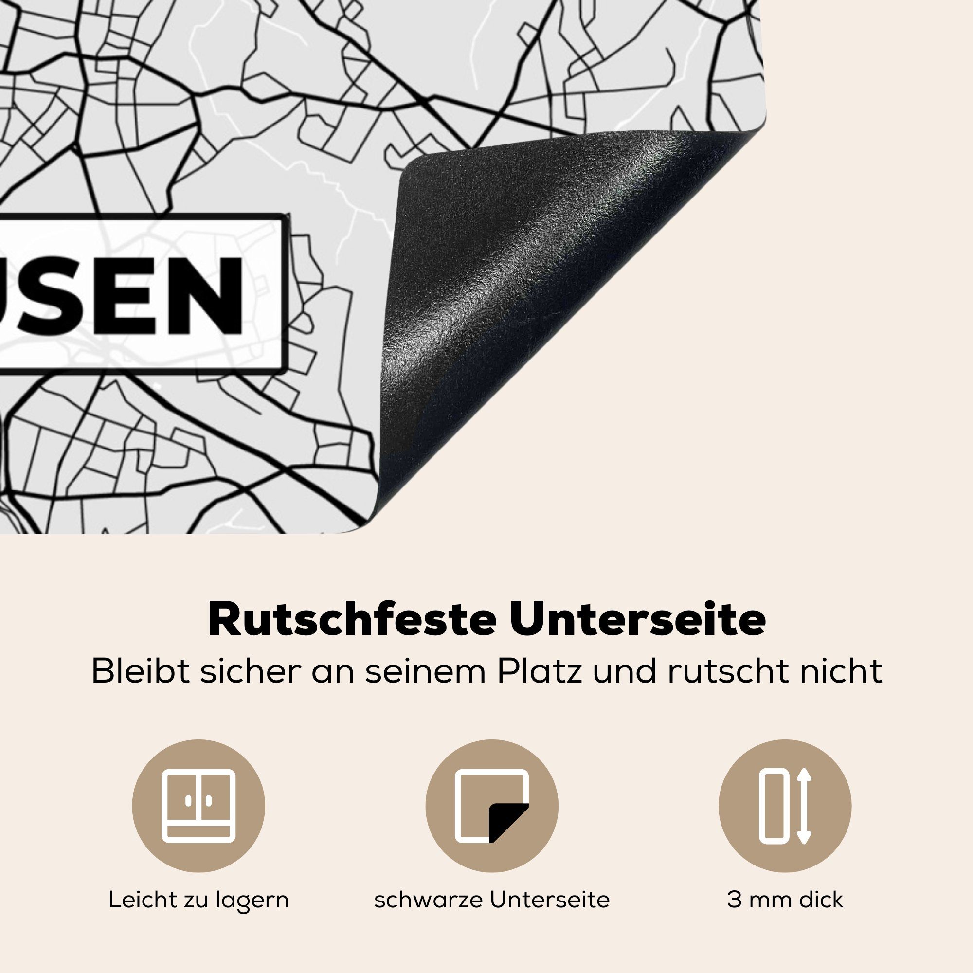 Oberhausen, Vinyl, MuchoWow Karte küche Arbeitsplatte - (1 Stadtplan - Herdblende-/Abdeckplatte tlg), 78x78 cm, Ceranfeldabdeckung, Deutschland für -