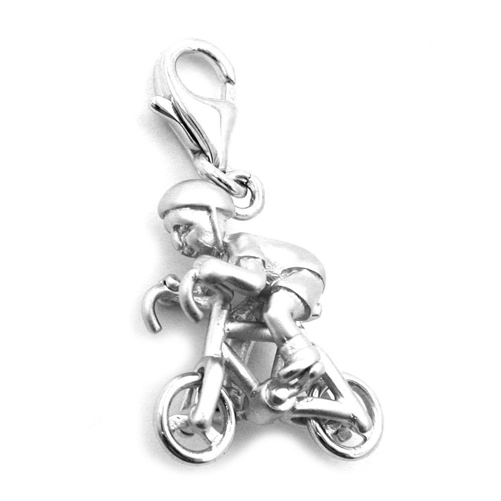Anhänger Kettenanhänger 14 unbespielt Silber 7 Charm x Herren für rhodiniert Fahrradfahrer Damen 17 Silberschmuck Kettenanhänger 925 inkl. x mm Schmuckbox, und