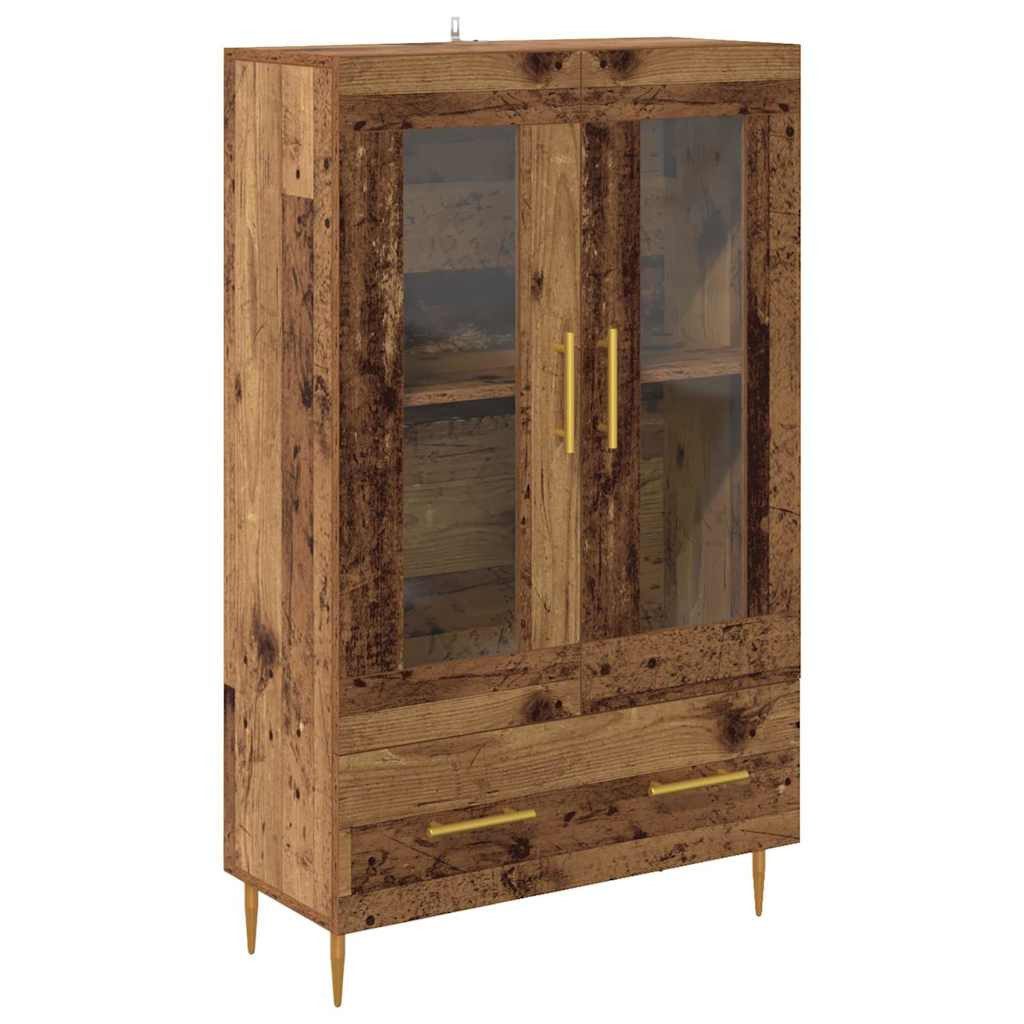 vidaXL Highboard Highboard Altholz 69,5 x 31 x 115 cm Engineered Wood und Glas (1 St)