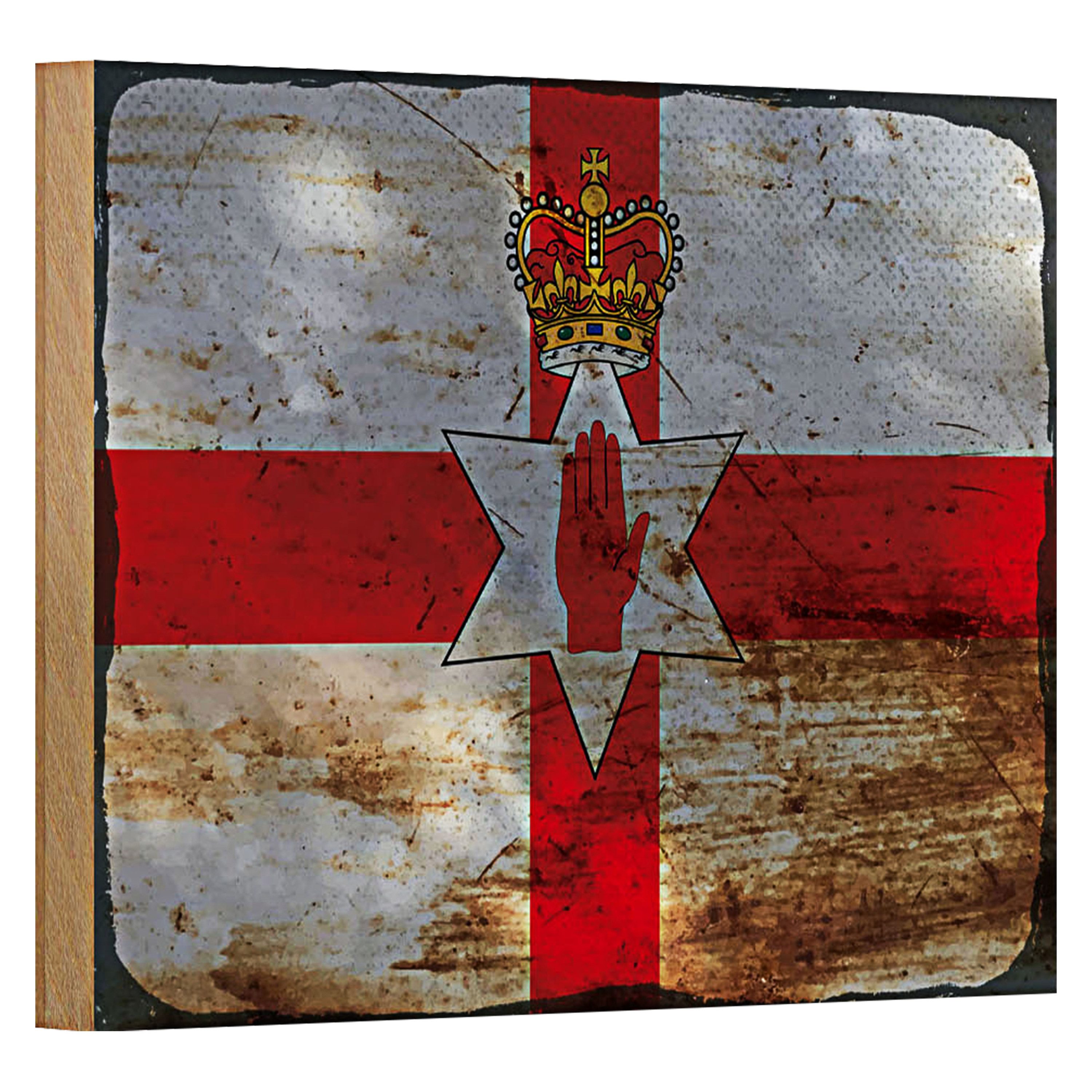 Roomando Holzbild Flagge Nordirland 18x12cm Flag Rost