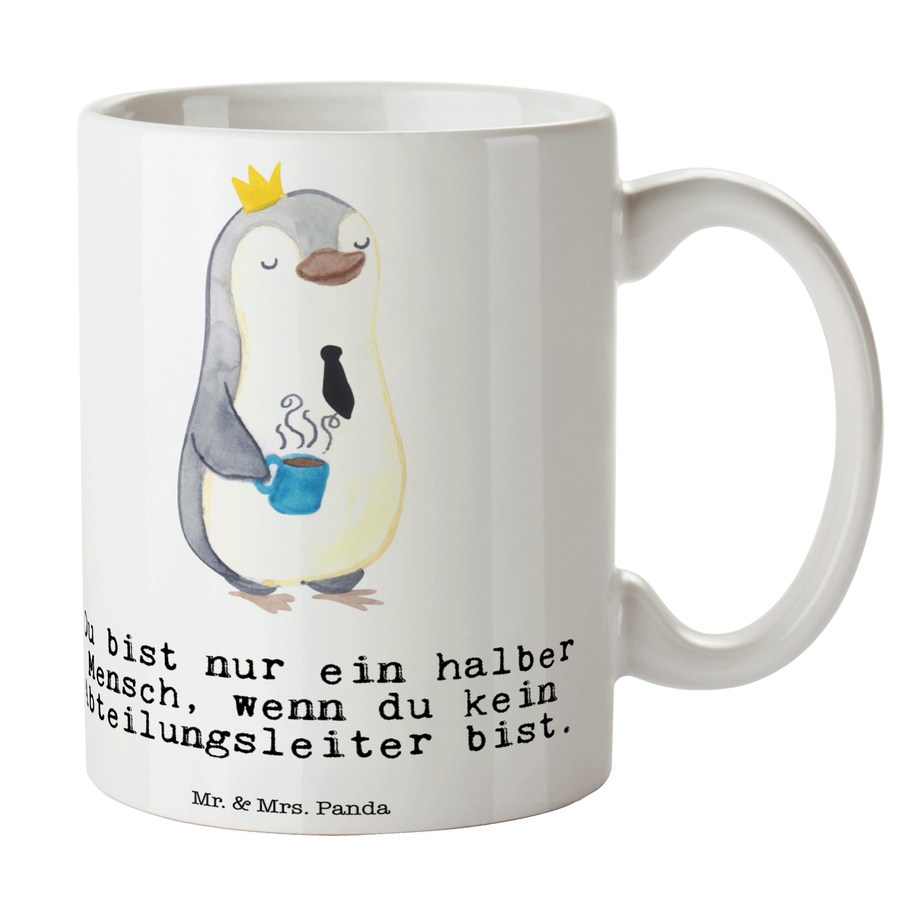 Mr. & Mrs. Panda Tasse Abteilungsleiter mit Herz - Weiß - Geschenk, Büro, Porzellantasse, Ka, Keramik