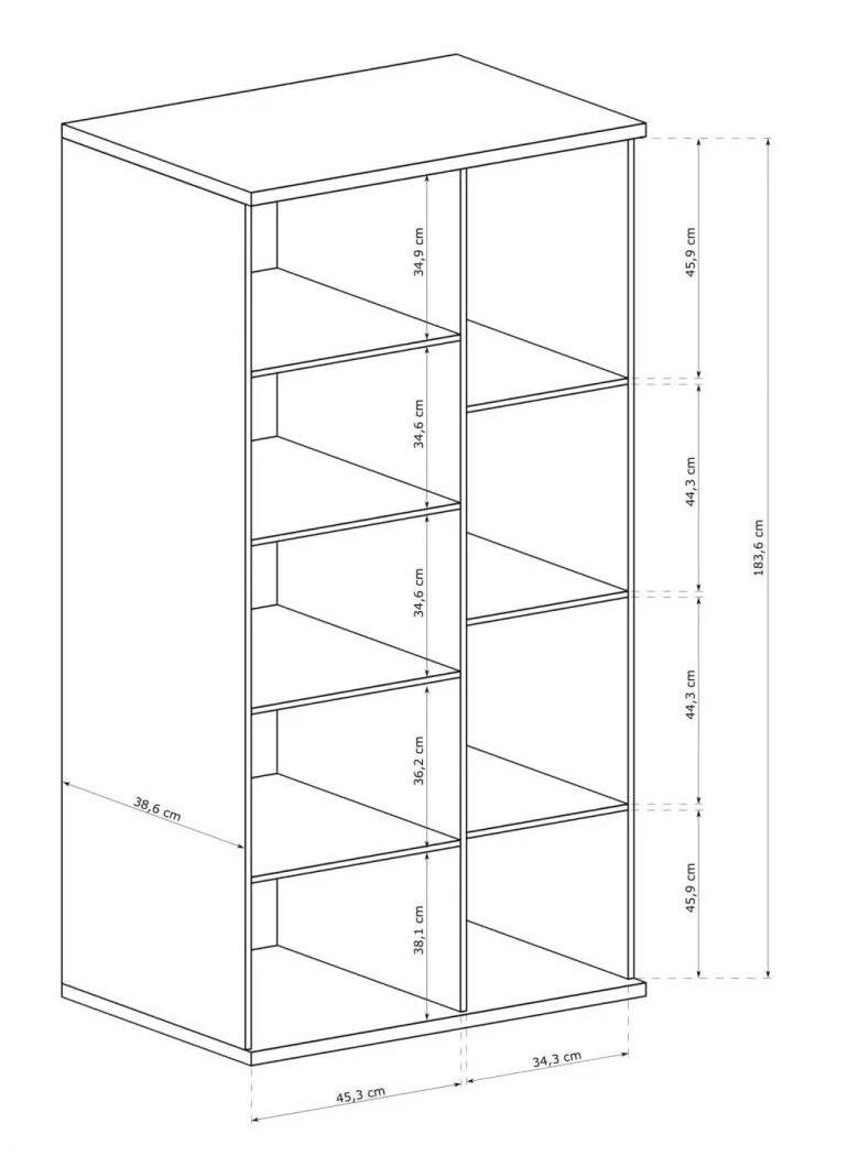 Schubladen Holztür Glastür 1 Furnix cm Fächer, mit 1 Design 2 C-2 x Standvitrine T40,6 8 H191 B86,4 Lamellen CALLINI x