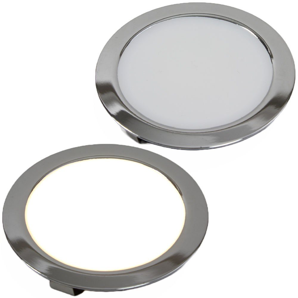 HABA B.V. LED Einbaustrahler 12 Volt LED Einbauleuchte warmweiß rund chrom 65 mm, warmweiß