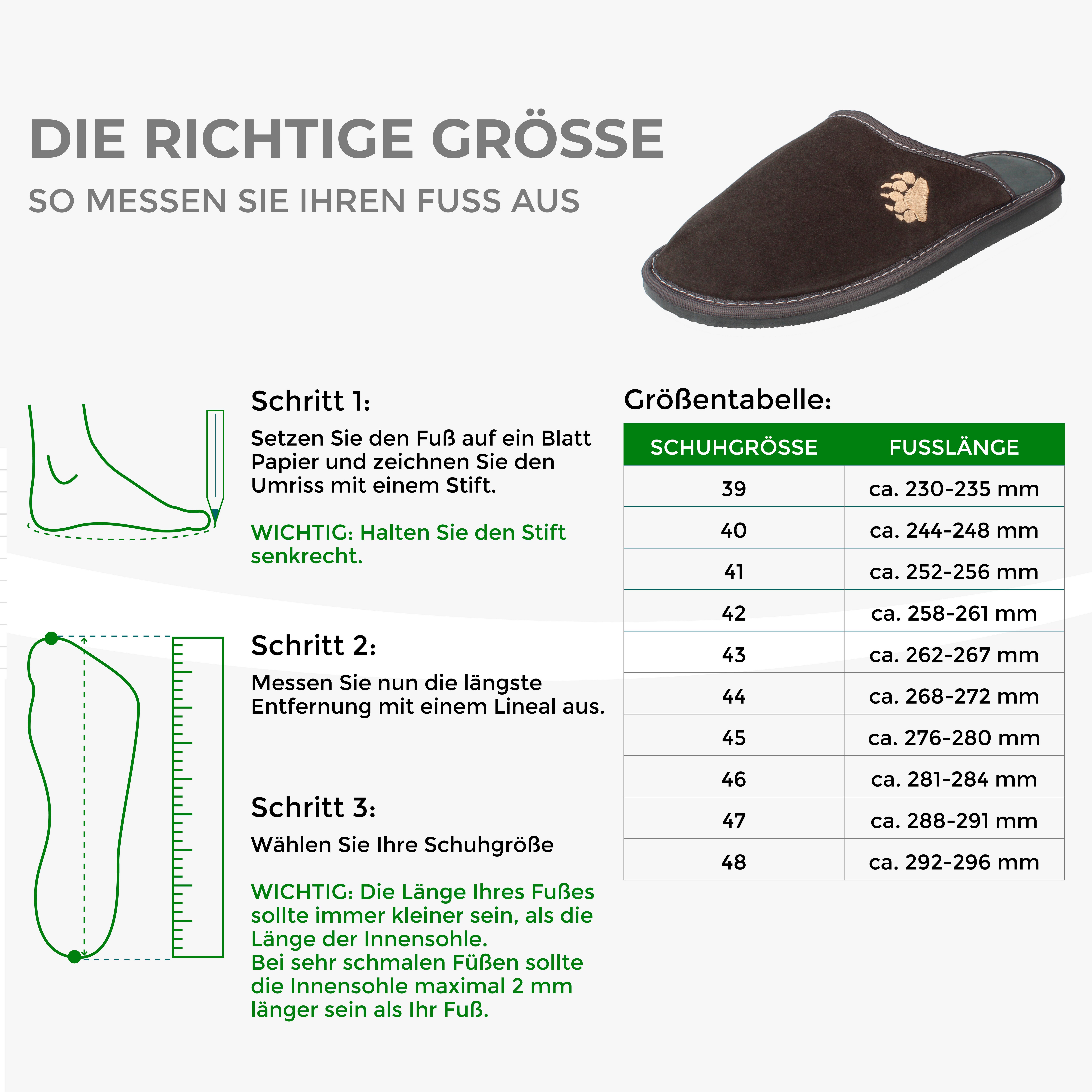 filsko Skagen Herren Hausschuh weiches Veloursleder mit Schafwolle gefüttert, Tatzen Stickerei