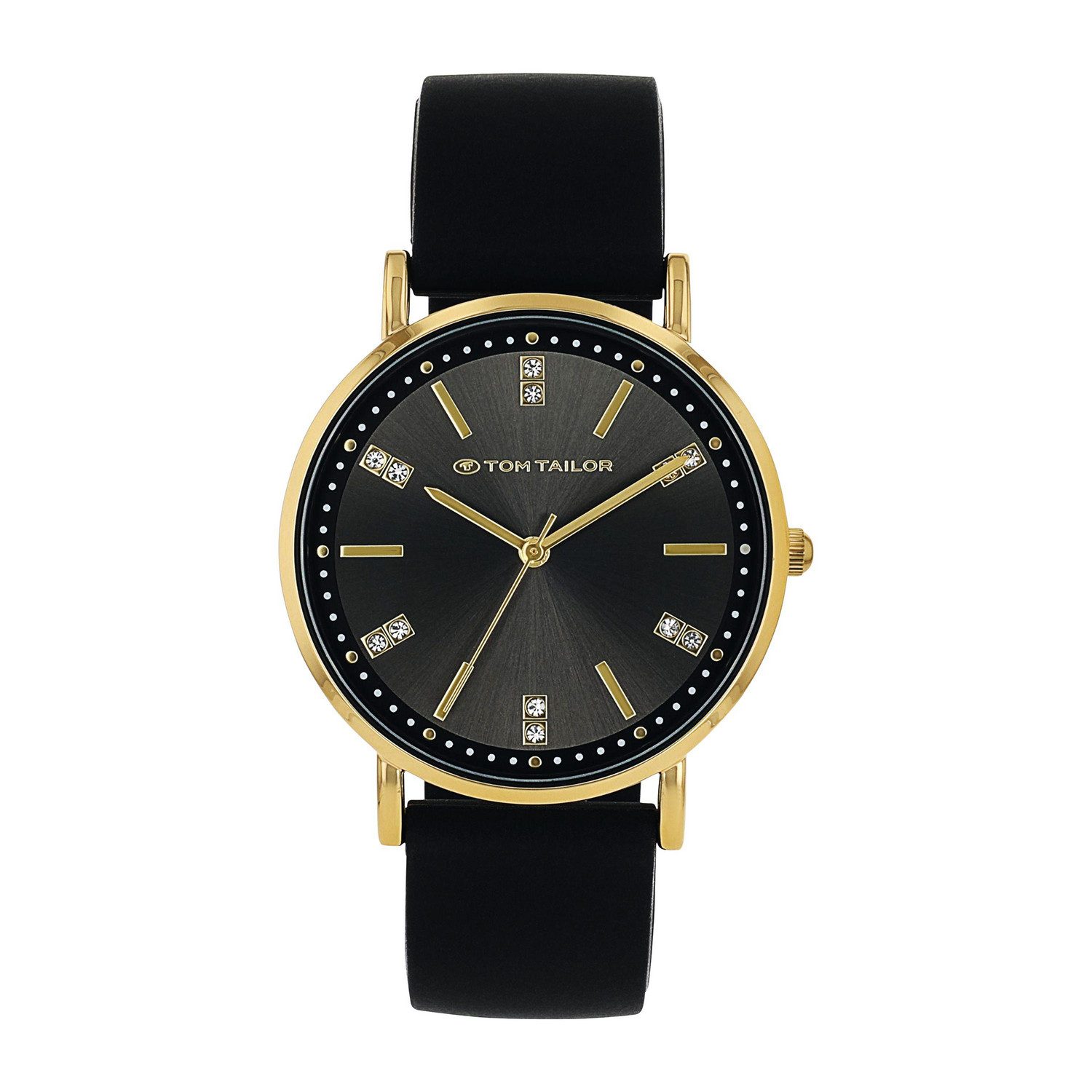 TOM TAILOR Quarzuhr 2100501, Armbanduhr, Damenuhr, Silikonarmband, analog, Glassteine