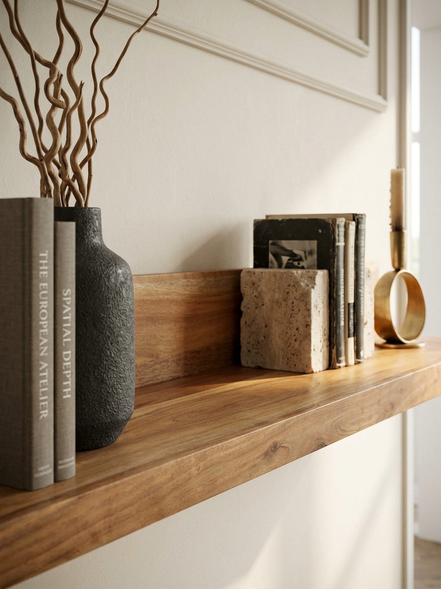 KADIMA DESIGN Wandregal Wandregal MUMBAI Massiv-Holz Akazie Holzregal 110 cm Landhaus-Stil, Hänge-Regal Echt-Holz Wand-Board Natur-Produkt