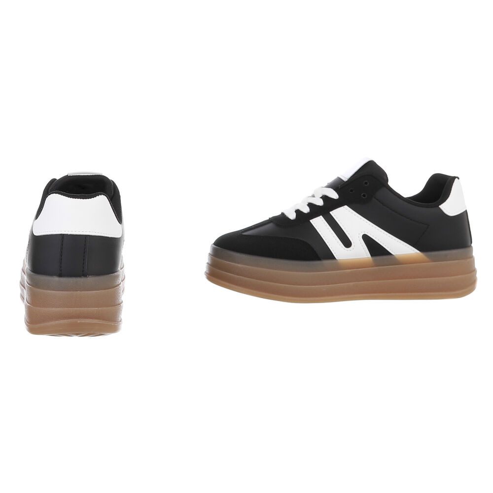 Ital-Design Damen Low-Top Freizeit Sneaker (88843379) Keilabsatz/Wedge Sneakers Low in Schwarz