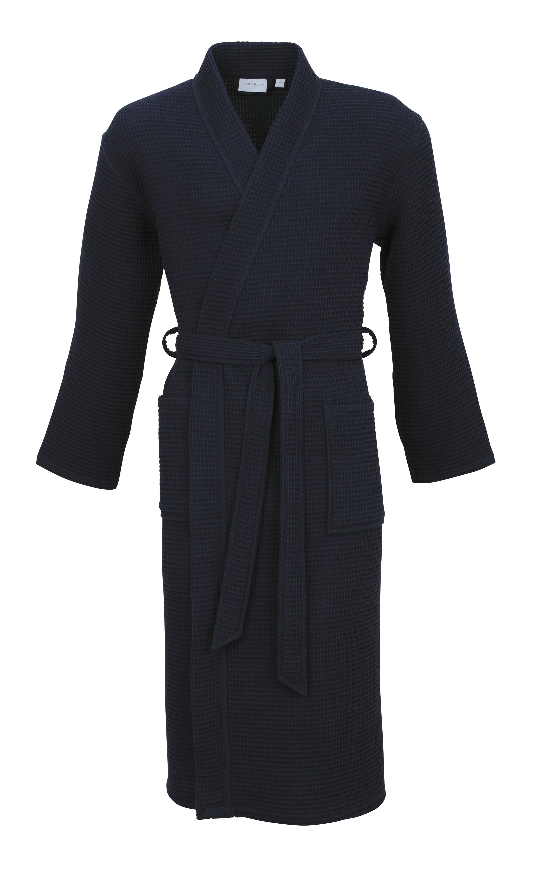 Langform, 25100, Gürtel, Carl Baumwolle, Unisex-Bademantel Waffelpique night Kimono-Kragen, Ross blue