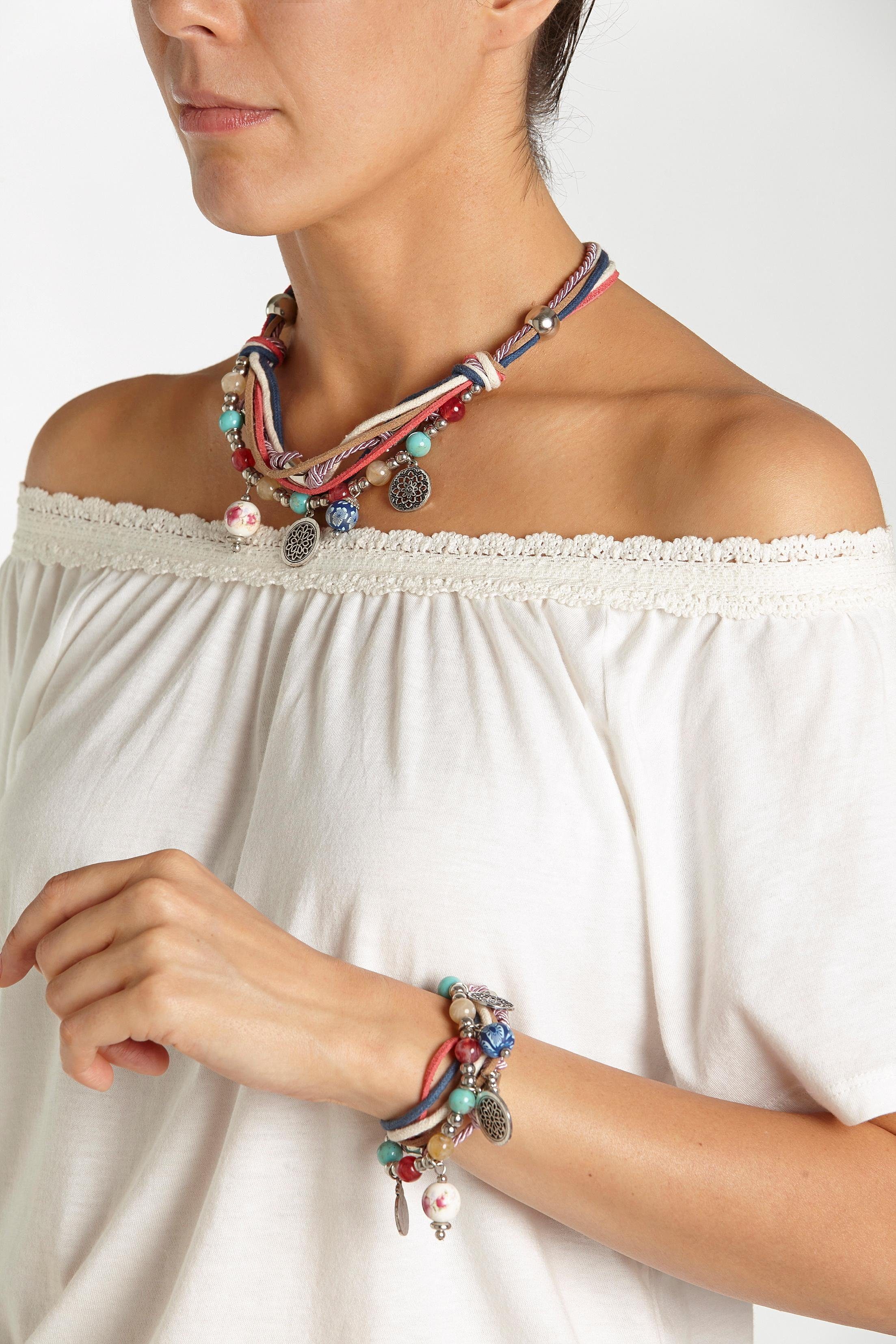 LASCANA Schmuckset Bettlerarmband und Halsketten Set, Mit vielen kleinen An günstig online kaufen