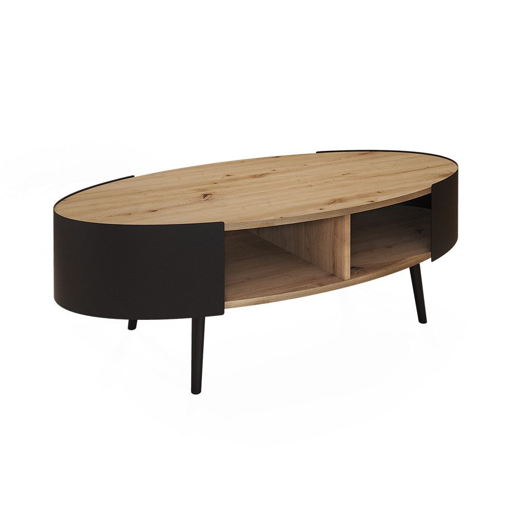 Vicco Couchtisch, Eiche/Schwarz, 120 x 60 cm