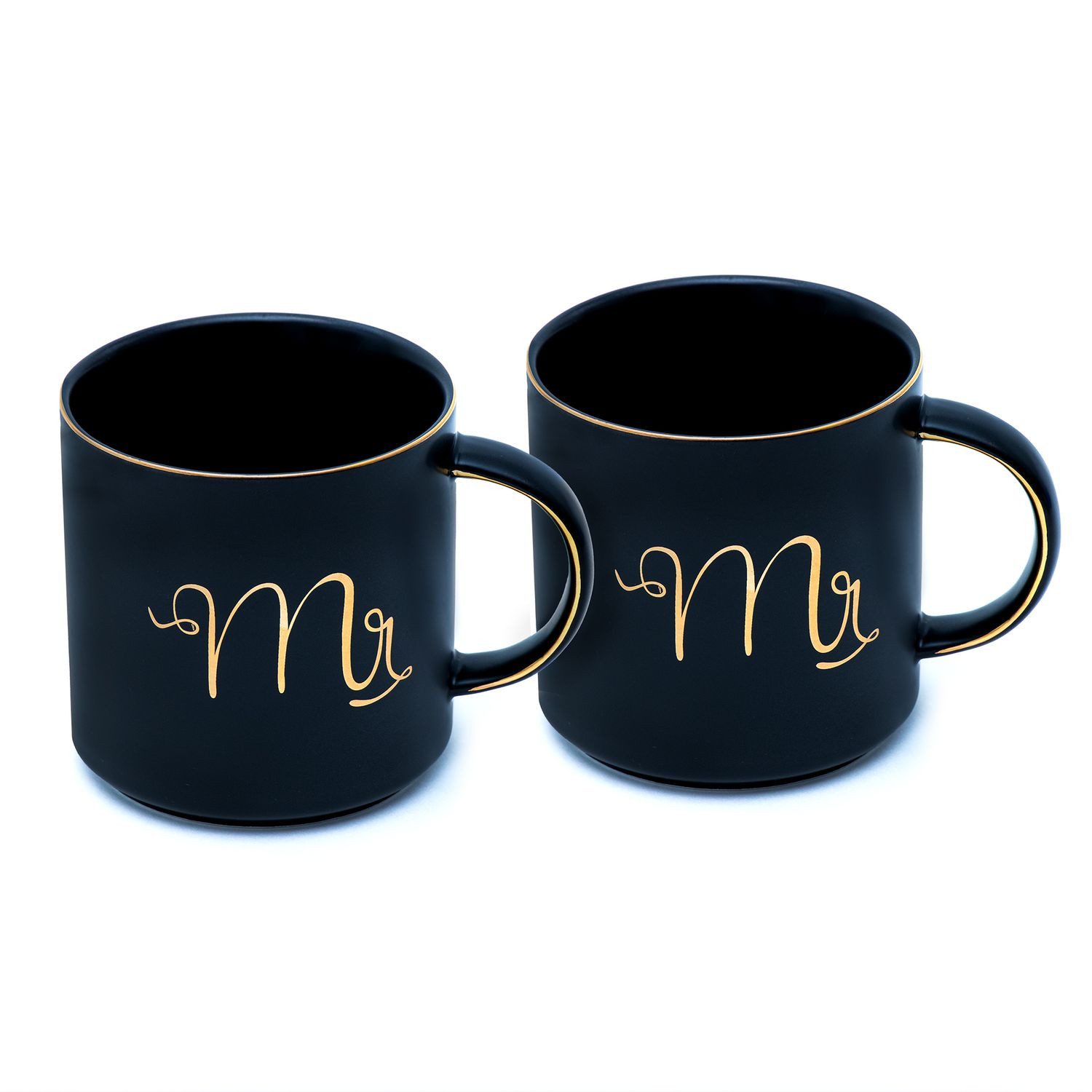 Intirilife Tasse, 1-tlg., Porzellan, Kaffeetasse Teetasse mit Goldrand und Aufschrift Mrs und Mrs 300 ml