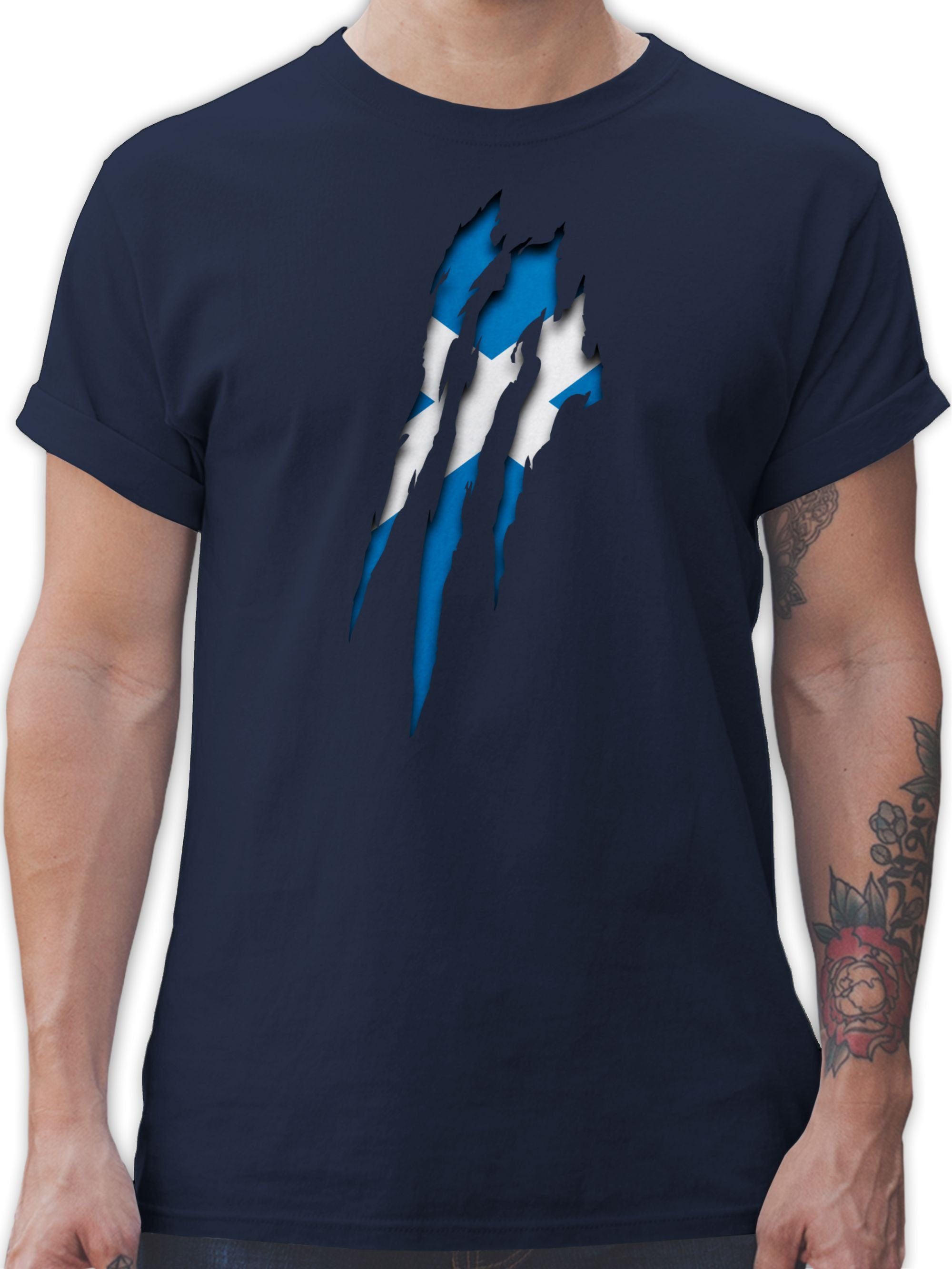 Shirtracer T-Shirt Schottland - Krallenspuren Fussball EM 2024 03 Navy Blau