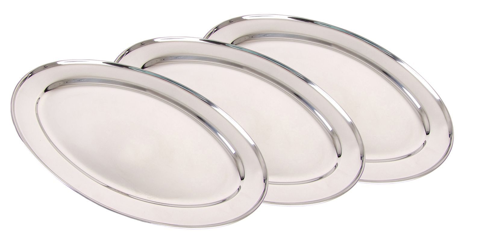 BURI Servierplatte 3er-Set Edelstahl Servierplatte 40cm Buffetplatte Serviertablett Party, Edelstahl