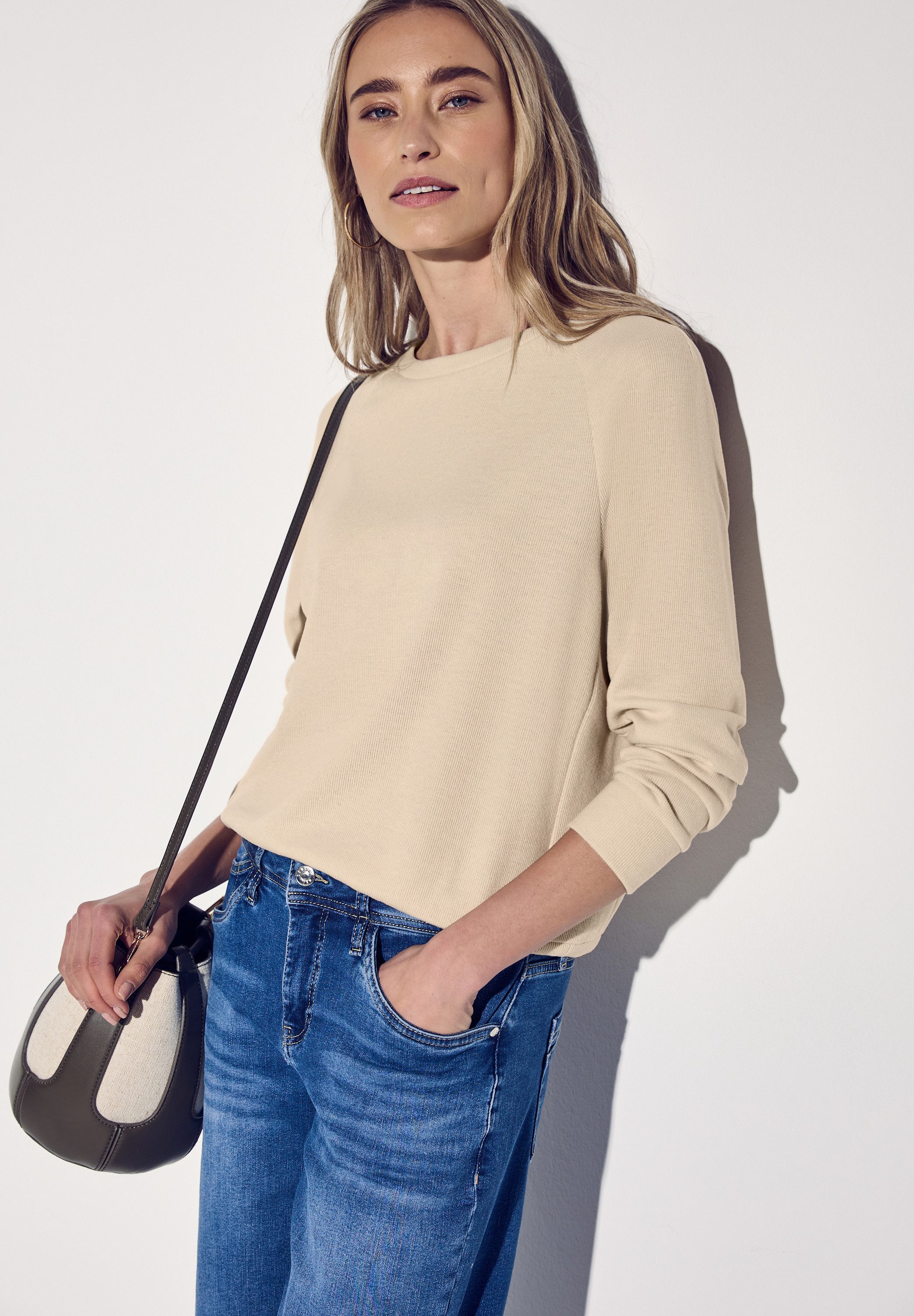 STREET ONE Sweater mit U-Boot-Ausschnitt und in feiner Struktur-Optik günstig online kaufen