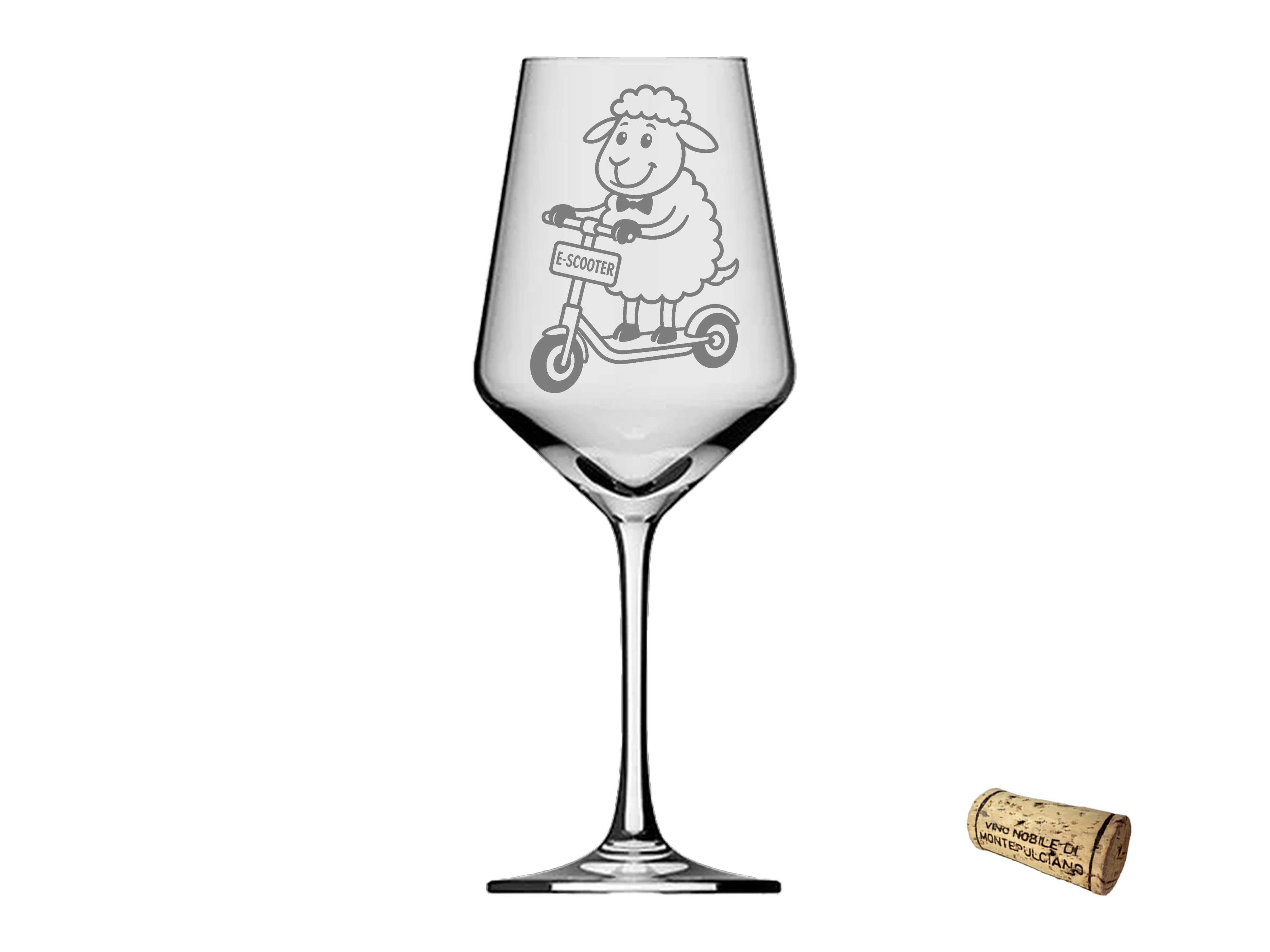 eXODA Weinglas Graviertes Puppa Schaf auf E-Scooter 350ml spülmaschinenfest, 1-tlg., Glas, Atemberaubende Darstellung