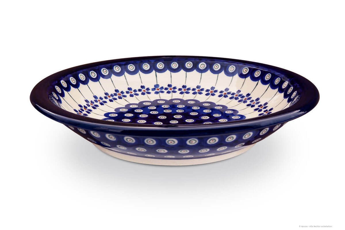 Bunzlauer Keramik Speiseteller Tiefer Teller Ø22,5 cm Suppenteller, Pastateller, Essteller Dekor 166a