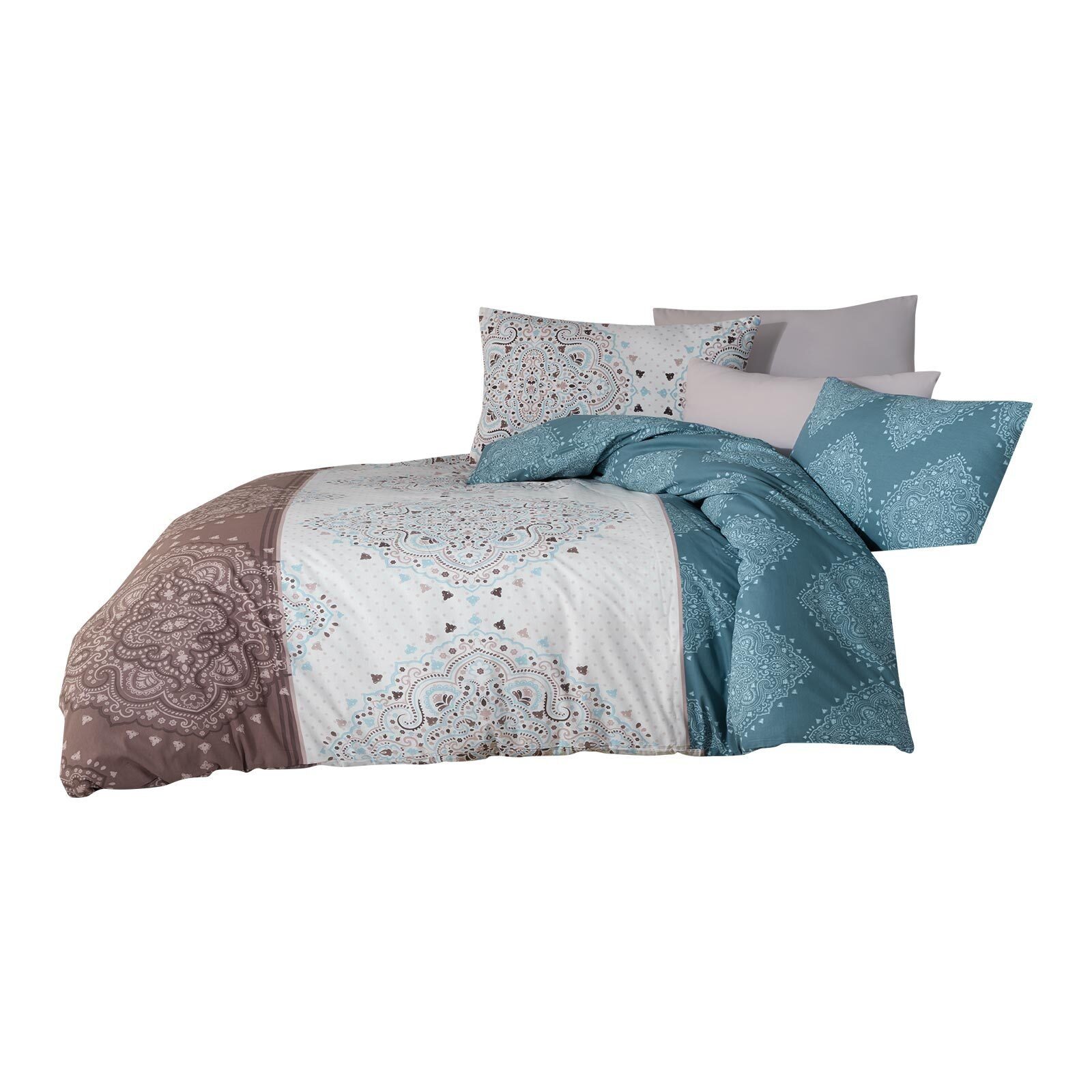 TRAUMSCHLAF Bettwäsche Vision, Renforce, 3 teilig, Ornamente und Blockstreifen. Reduzierter Preis € 49,99. Unverbindliche Preisempfehlung € 79,95, (€ 49,99 pro 1 Stk)