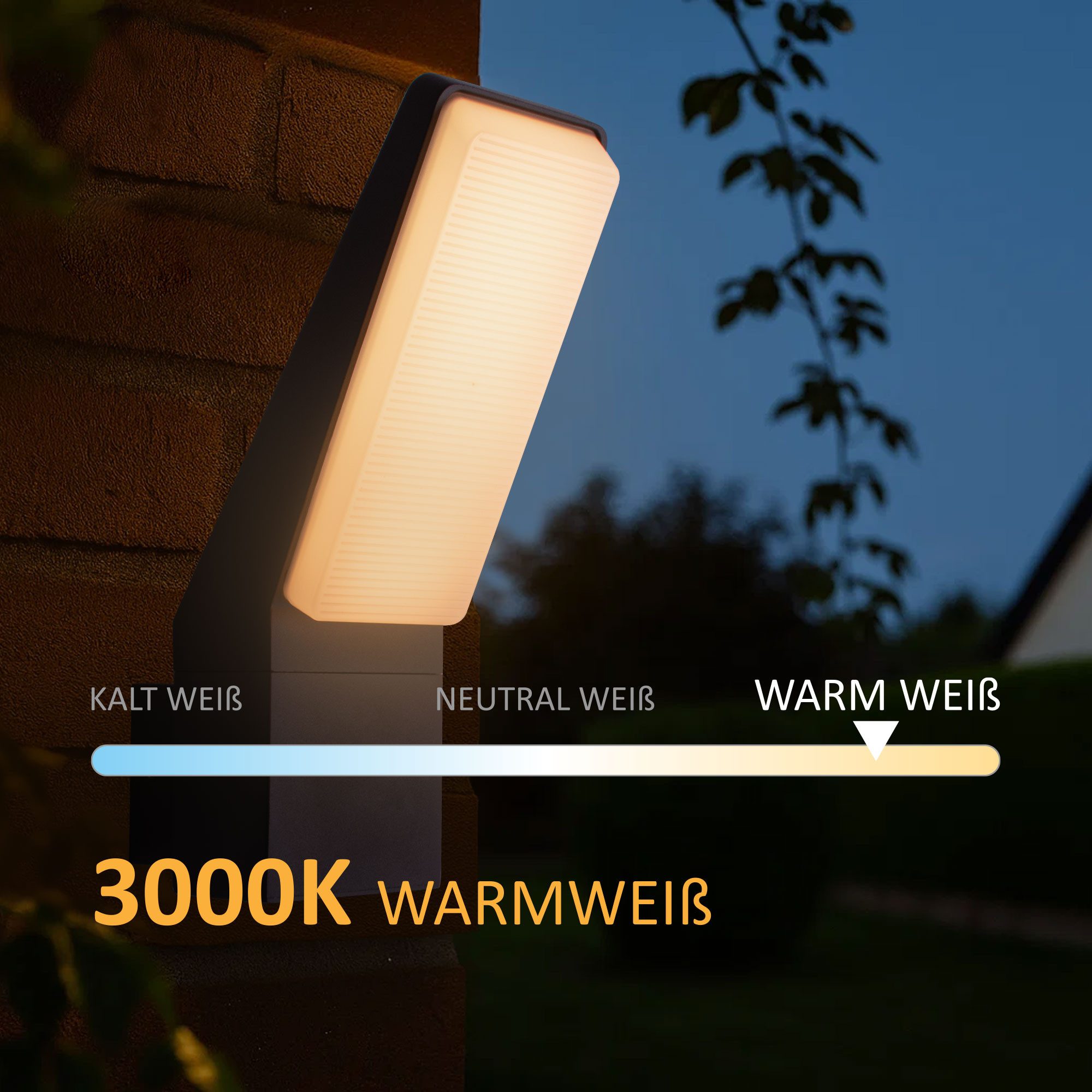Maxkomfort LED Außen-Wandleuchte mit/ohne Bewegungsmelder - Wandleuchte Außen IP65 - 12W Warmweiß 3000K, Wandleuchte ohne Bewegungsmelder, LED fest integriert, Warmweiß, Premium Wandlampe für Außen: Haus, Terrasse, Eingang, Garten & Balkon