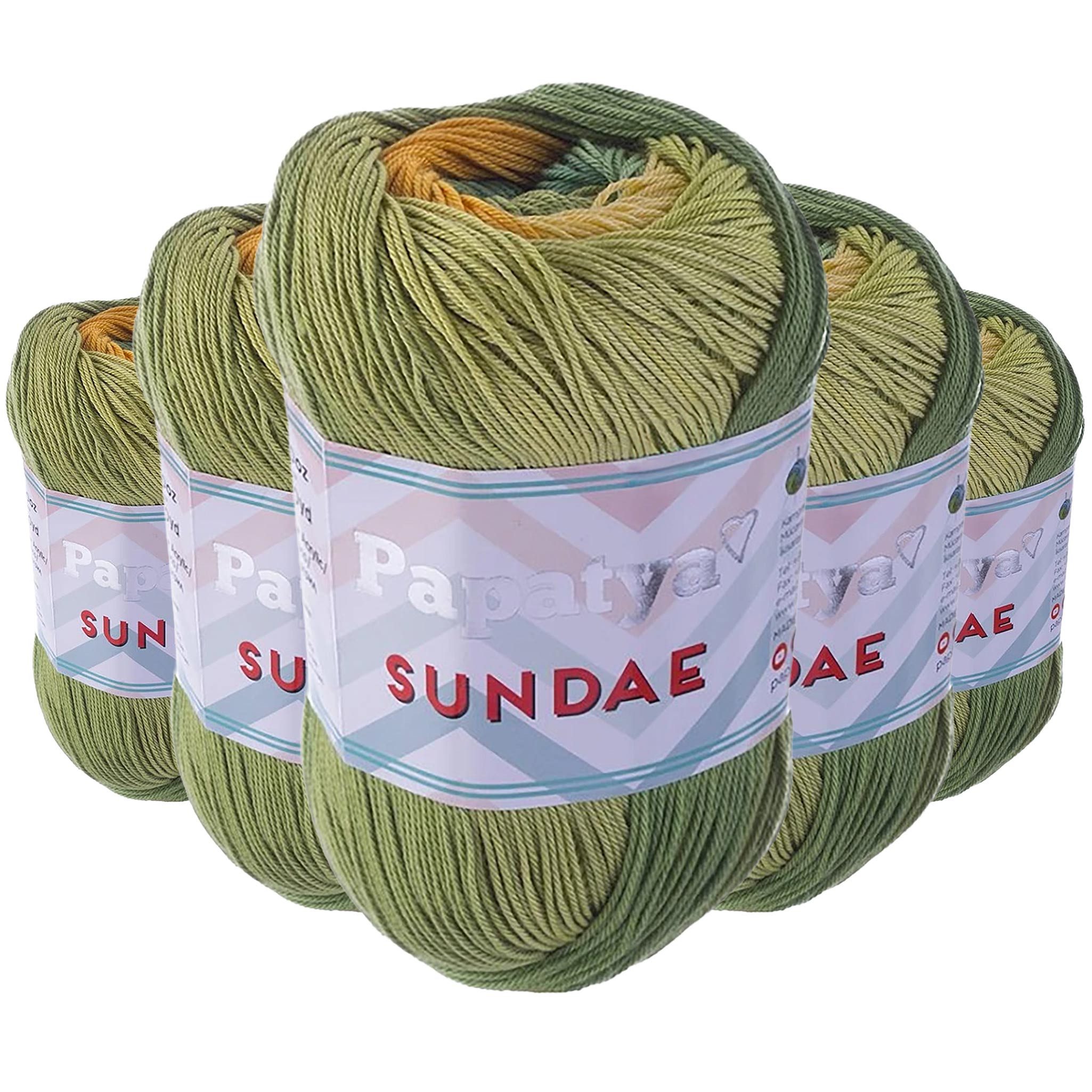 Papatya Farbverlauf Papatya Sundae 5x100g Knäuel Sommergarn Glanz-Effekt Häkelwolle, 1600 m (Sparpaket, 5-St), mehrfarbig 10