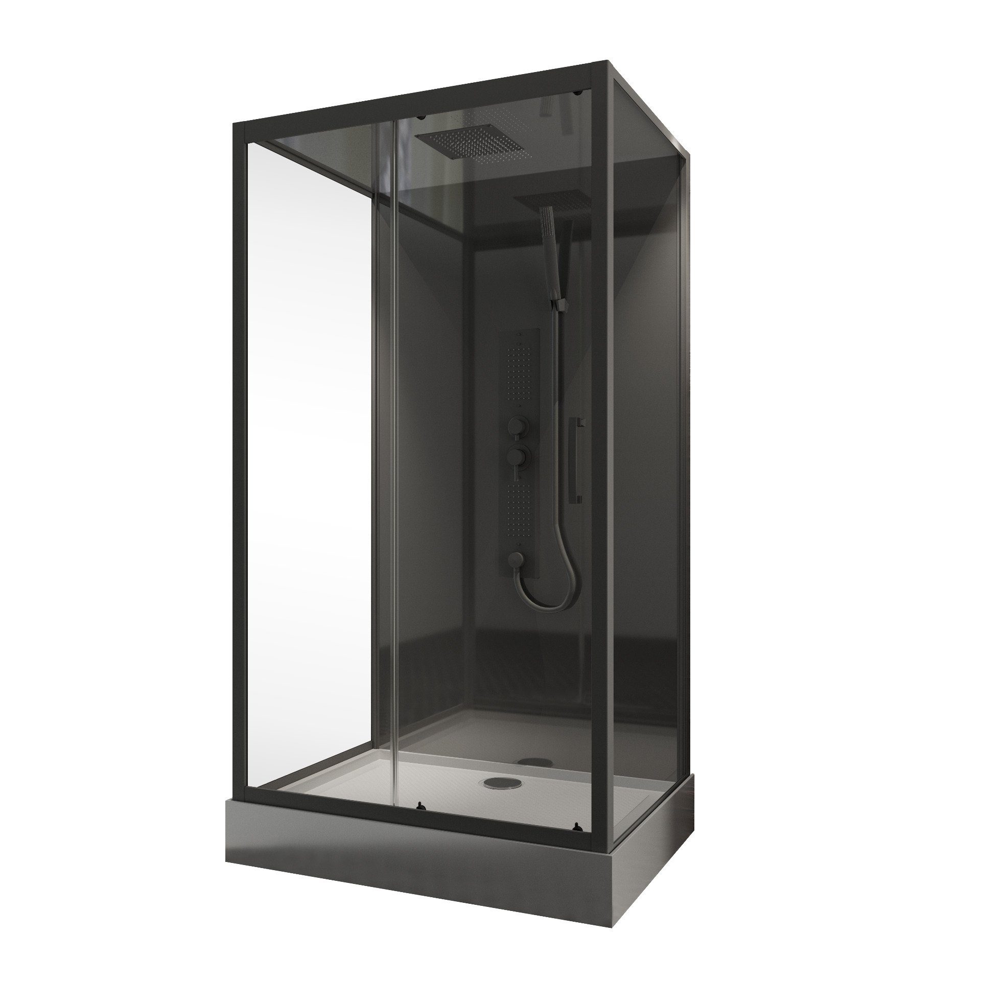 Schulte Komplettdusche Bali, BxT: 115x85 cm, 5 mm Sicherheitsglas, Komplett-Set, inkl. Duschwanne (17,8 cm hoch), Regendusche-Funktion, Drehtür