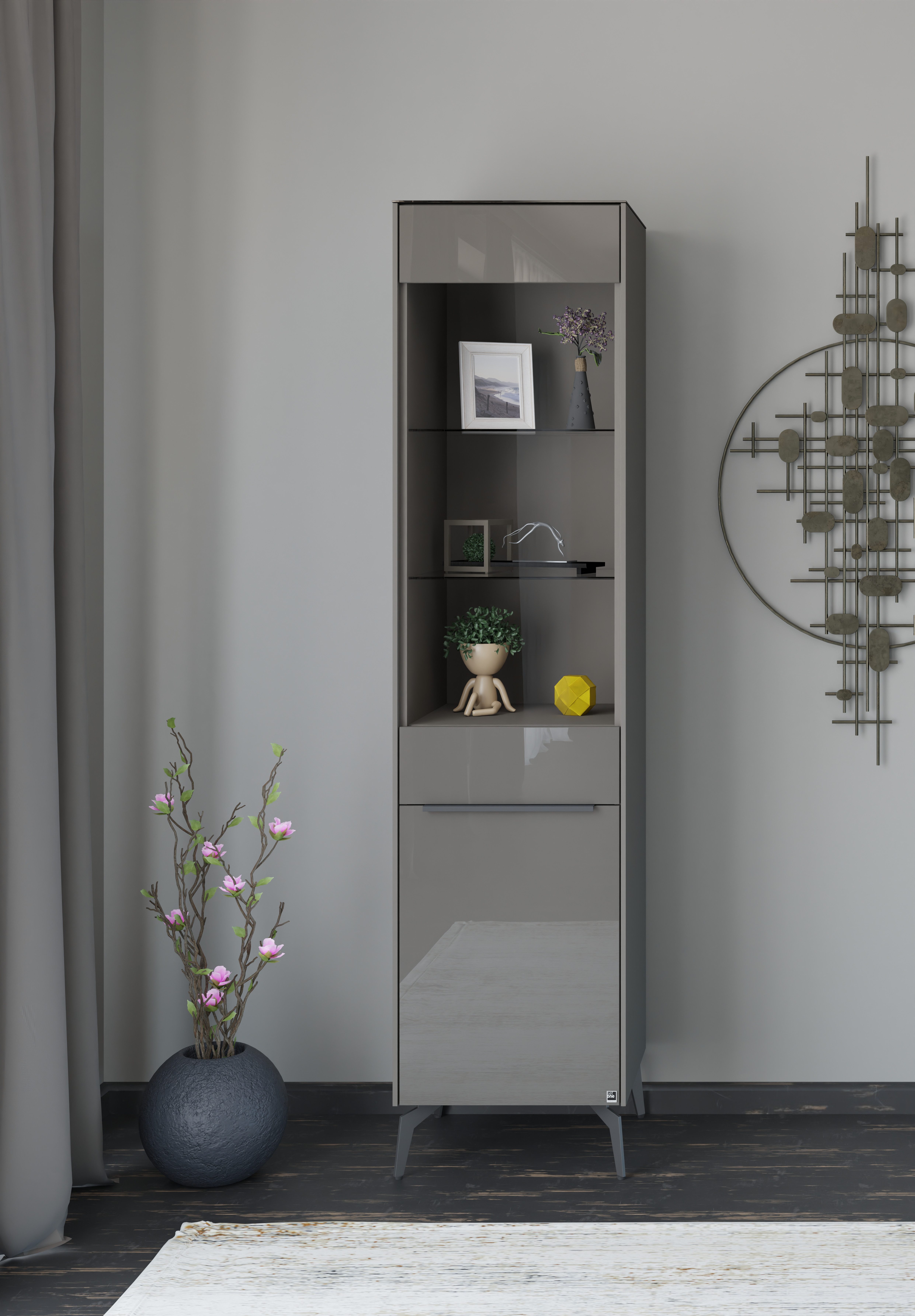 set one by Musterring Standvitrine Reno (1-St) Mit Winkelfuß in diversen Farben, 200 cm Höhe & Farbauswahl