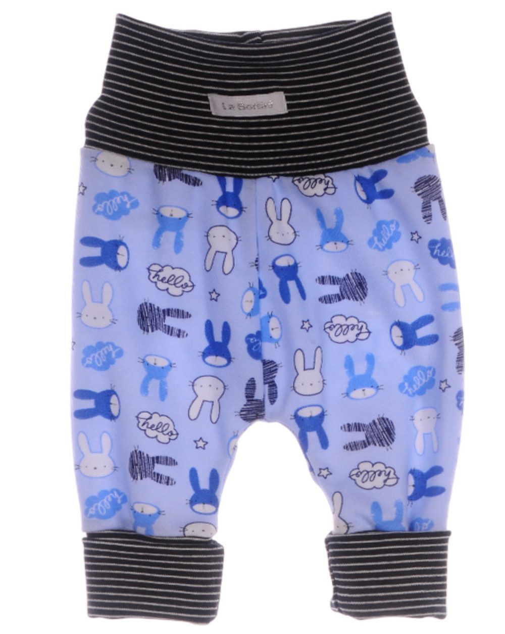 Schlupfhose Baby Hose Erstlingshose für Neugeborene in Blau mit Hasen