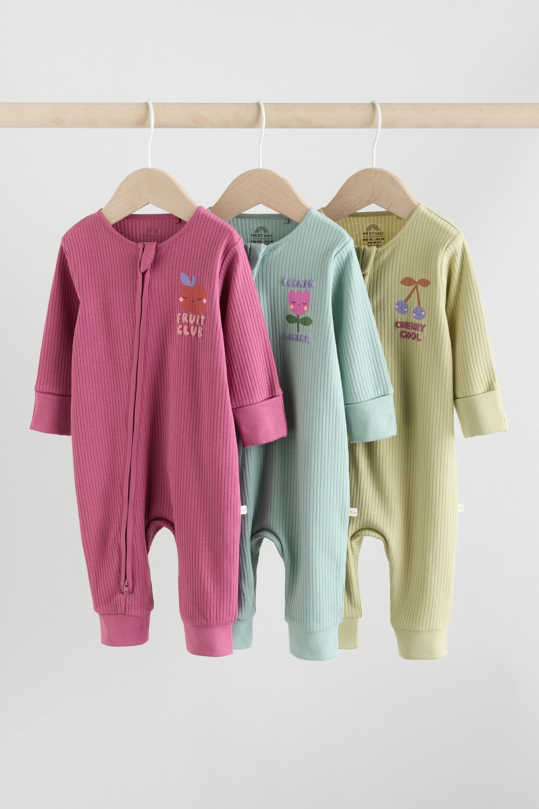 Next Schlafoverall Babyschlafanzüge mit Zweiwege-RV, 3er-Pack (3-tlg)