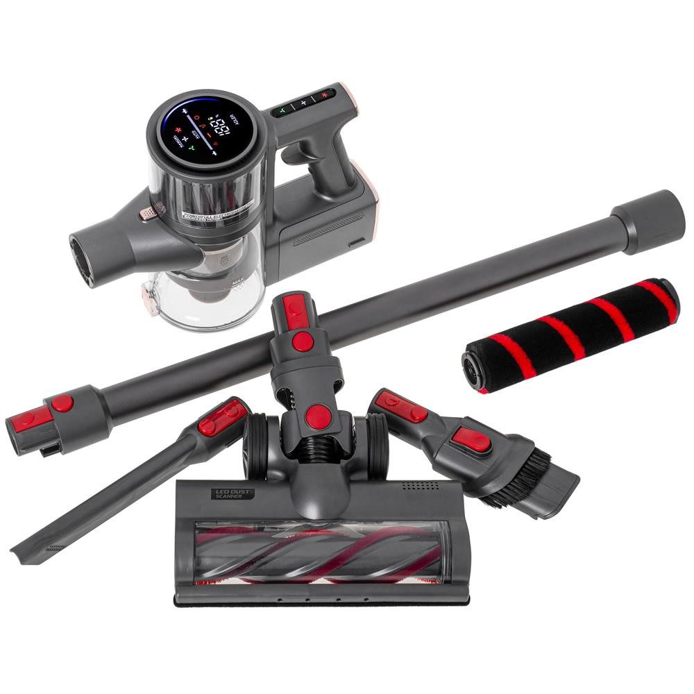 ADLER EUROPE Akku-Hand-und Stielstaubsauger AD7062, 400 W, beutellos, Touch-LED-Display, AUTO-Modus, 9-Kegel-Multizyklon, EPA12 Filter