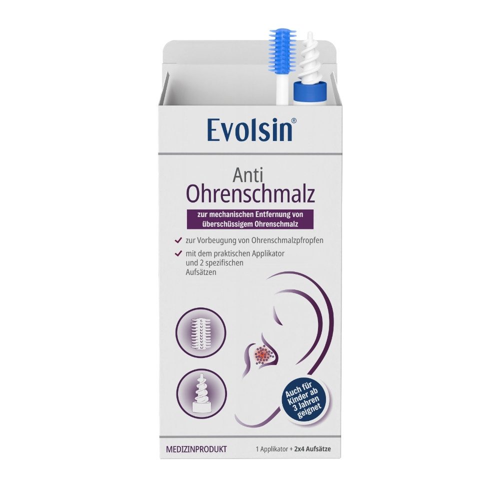 Evolsin Ohrenschmalz-Entferner Anti-Ohrenschmalz – Set für sanfte Ohr Reinigung – Ohr Hygiene, Set 8-tlg.