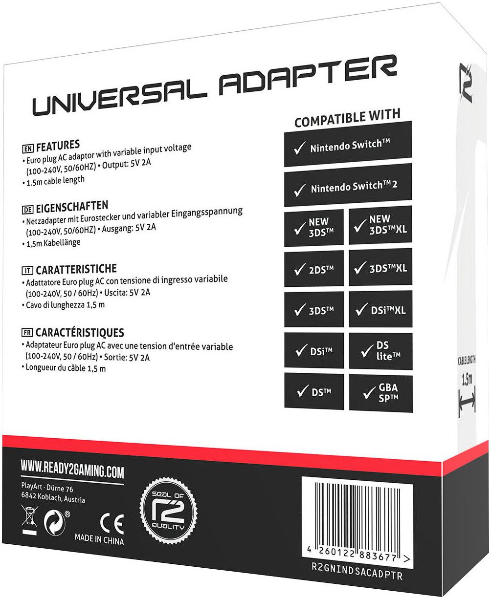 Ready2gaming Universal Adapter für Nintendo Universal-Netzteil (Switch, Switch 2 und alle gängigen Nintendo Handhelds (2DS, 3DS etc)