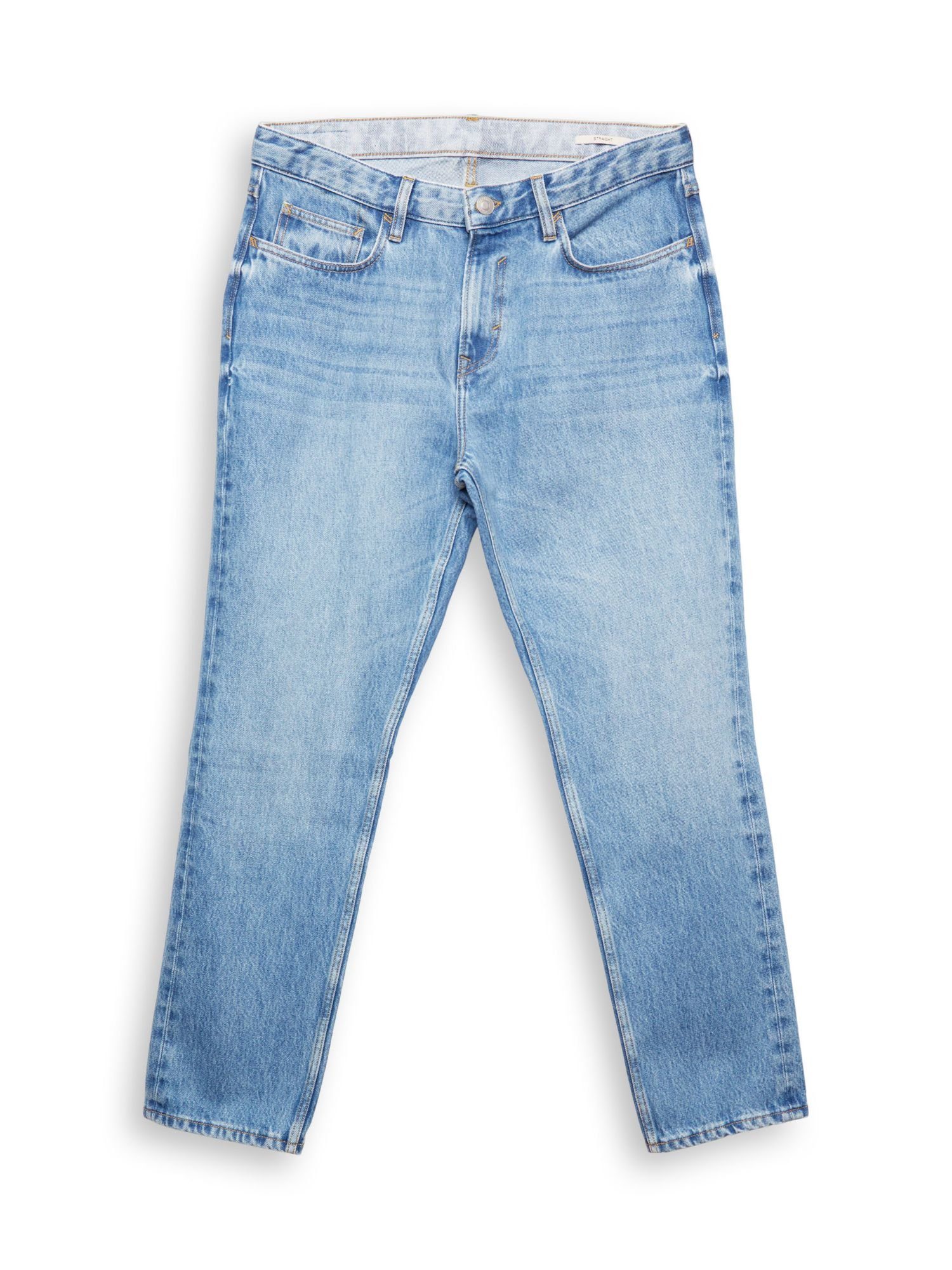 Esprit Straight-Jeans Jeans mit geradem BLUE LIGHT Bein, Organic WASHED Cotton