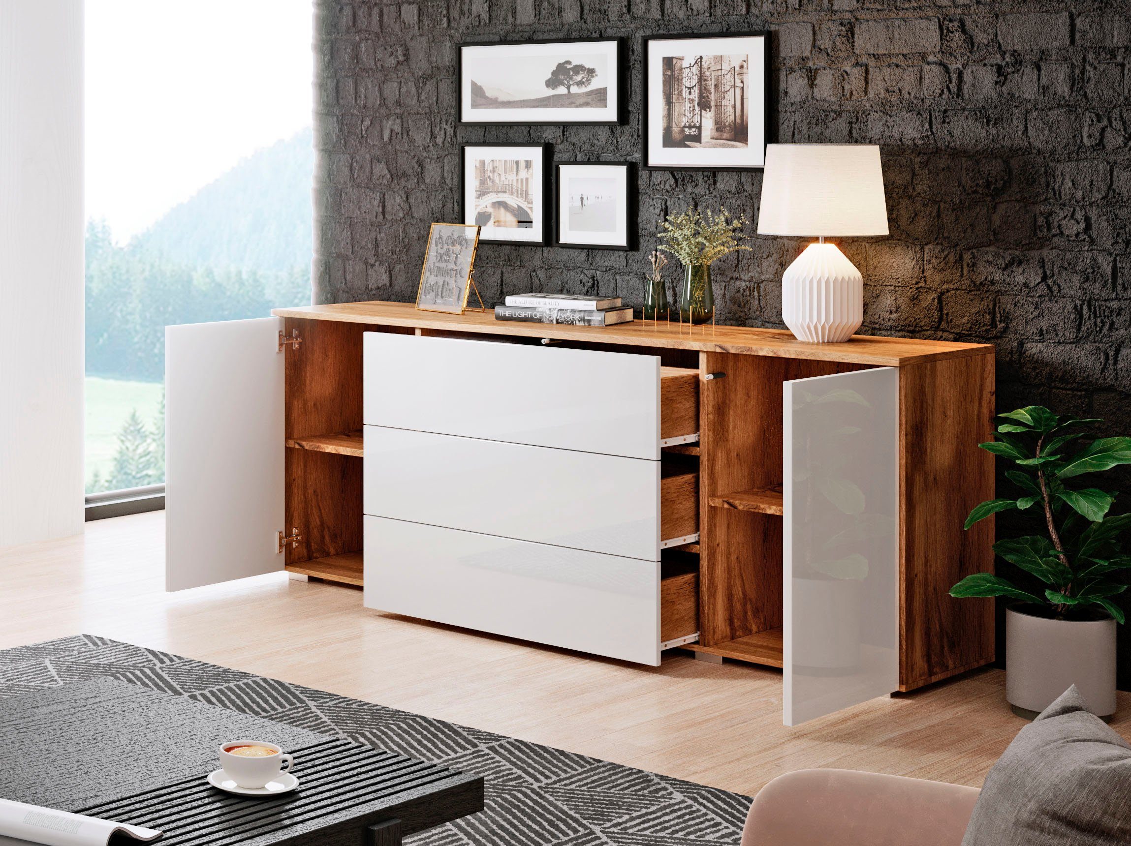 OTTO home Sideboard PARIS (1 St), Moderne 150cm breite grifflose Kommode, vielseitig einsetzbar
