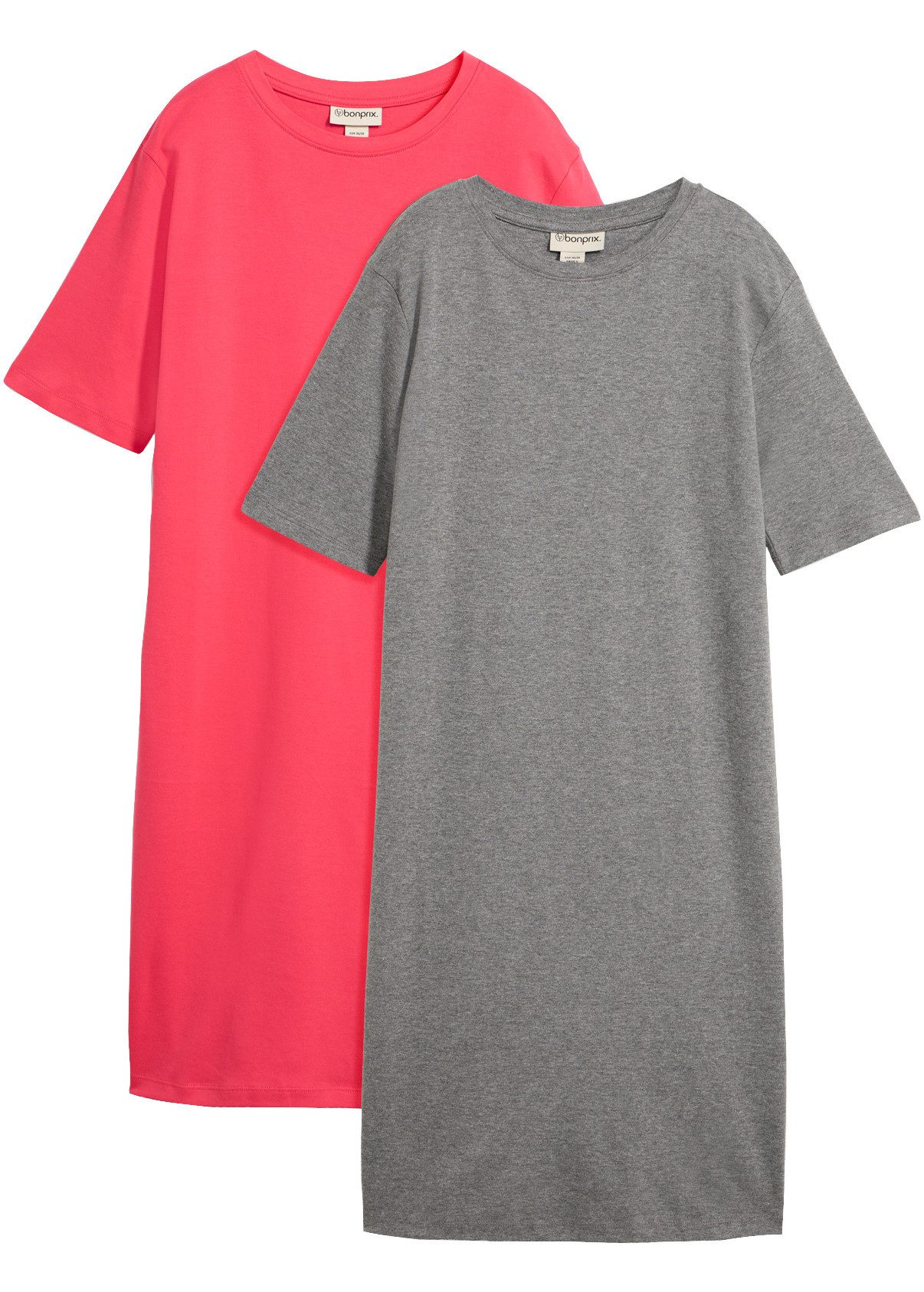 bonprix Shirtkleid (Packung, 2-tlg) für Alltag, mit Rundhalsausschnitt, Kurzarm, Oversize Passform